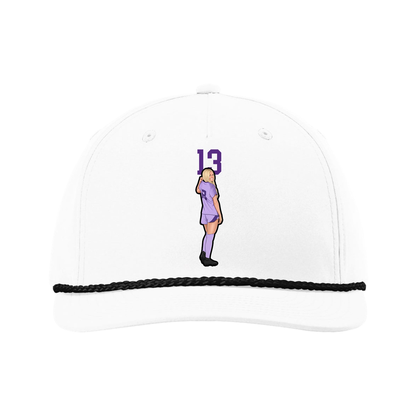 Five-Panel Classic Rope Cap — Number Top in White