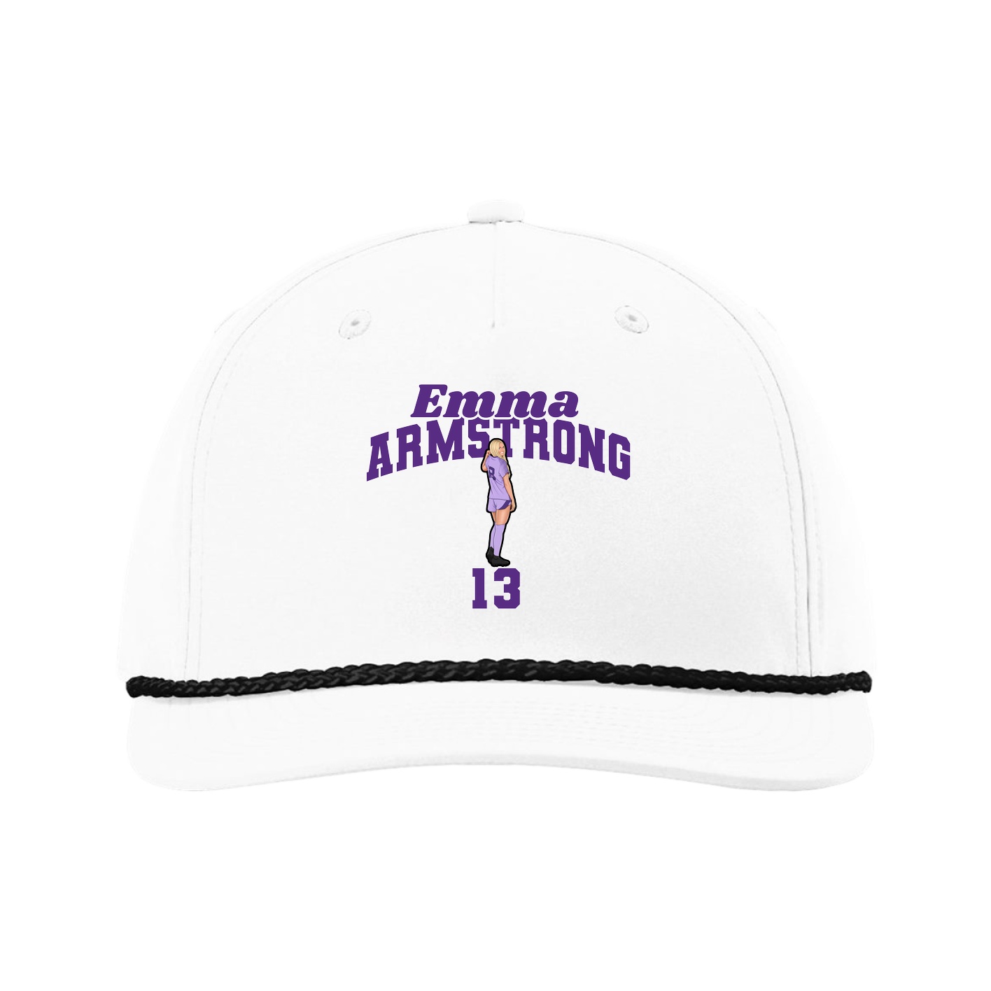 Five-Panel Classic Rope Cap — Signature Arch in White