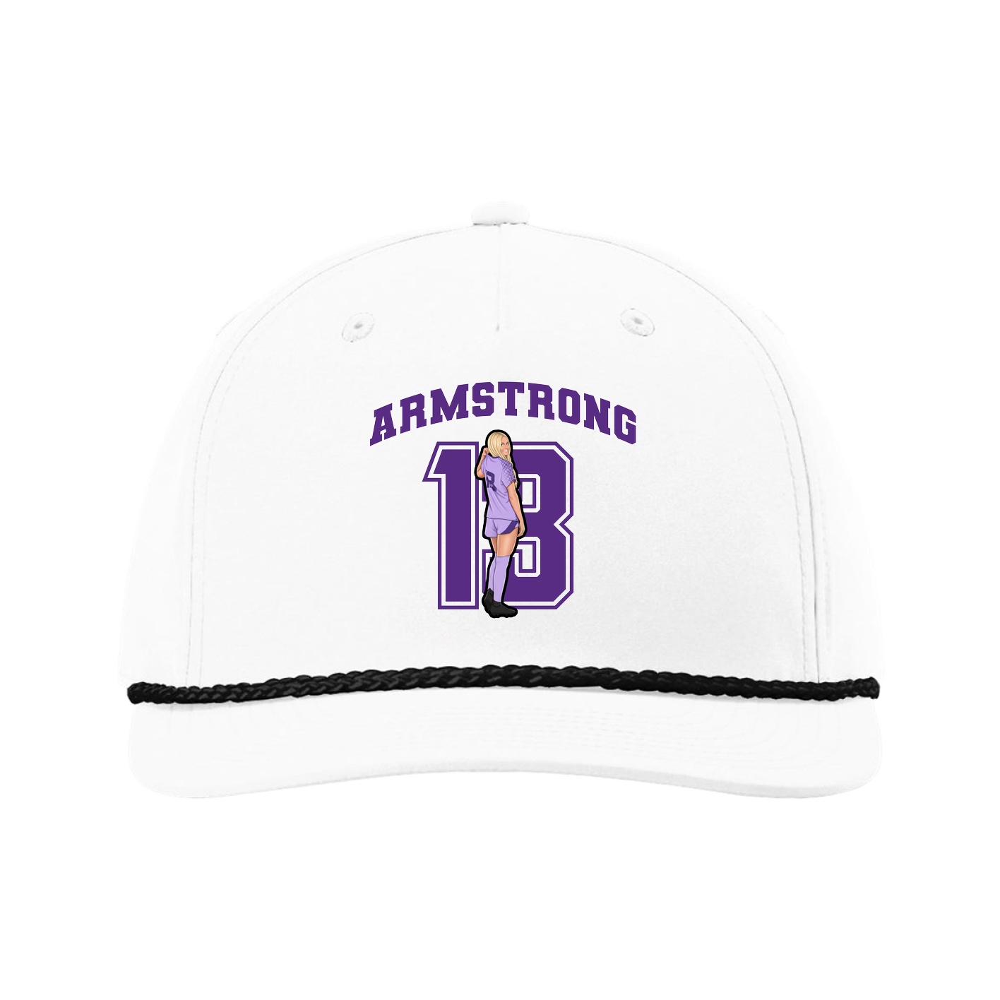 Five-Panel Classic Rope Cap — Number in White