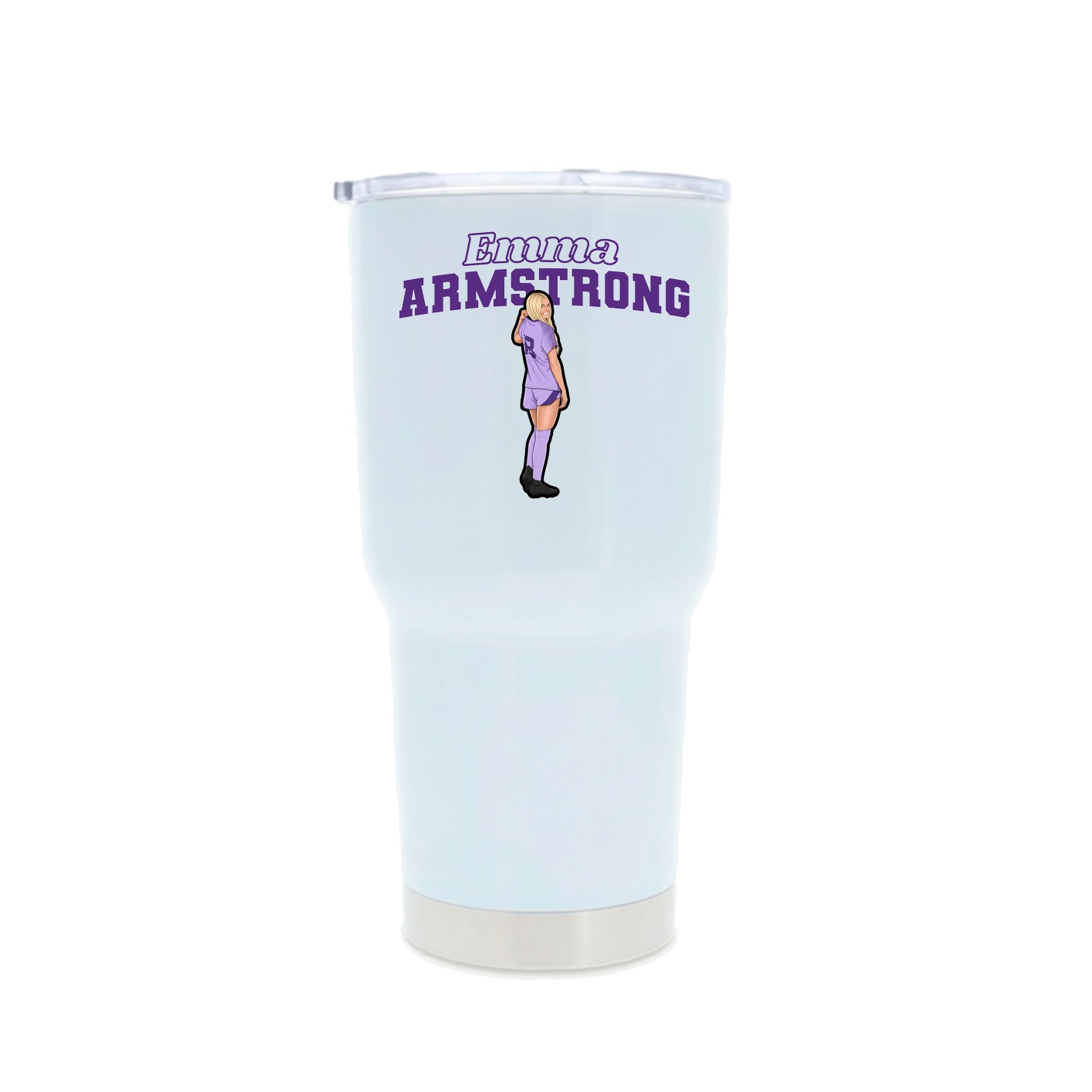 30oz Stainless Steel Tumbler — Name Arch in White