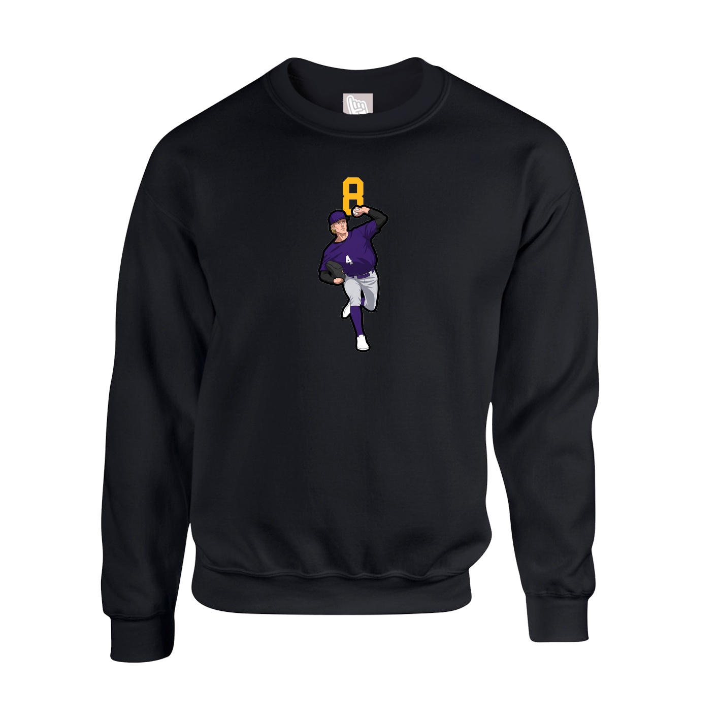 Fleece Crew — Number Top in Black