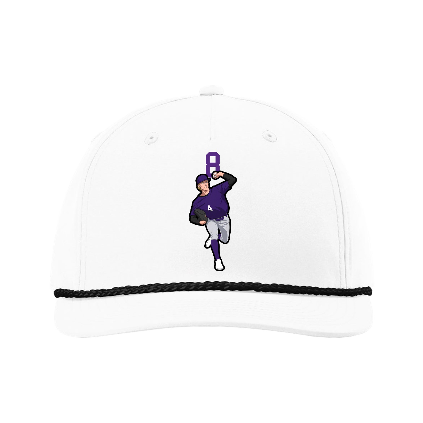 Five-Panel Classic Rope Cap — Number Top in White
