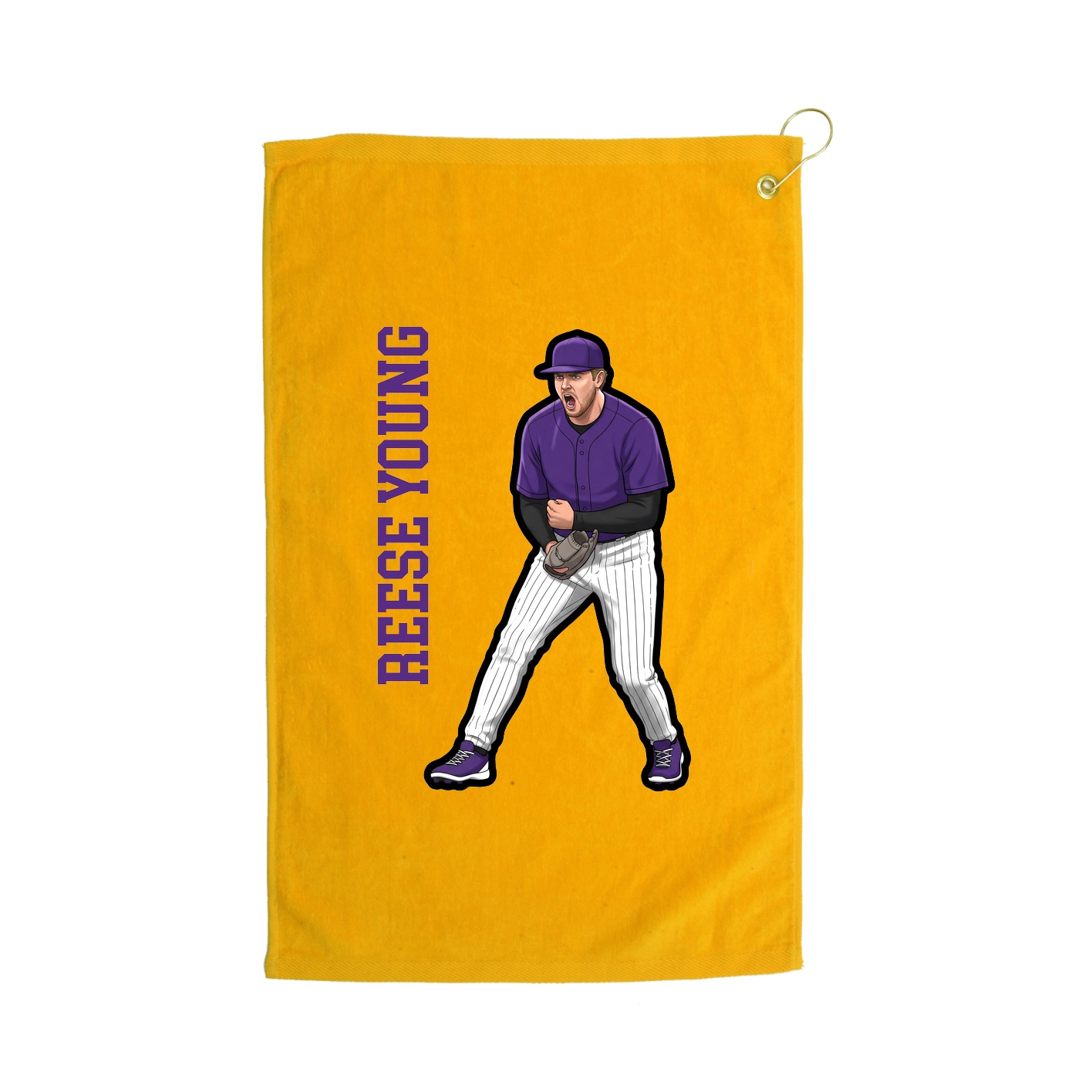 Golf Towel — Name Vertical in Gold