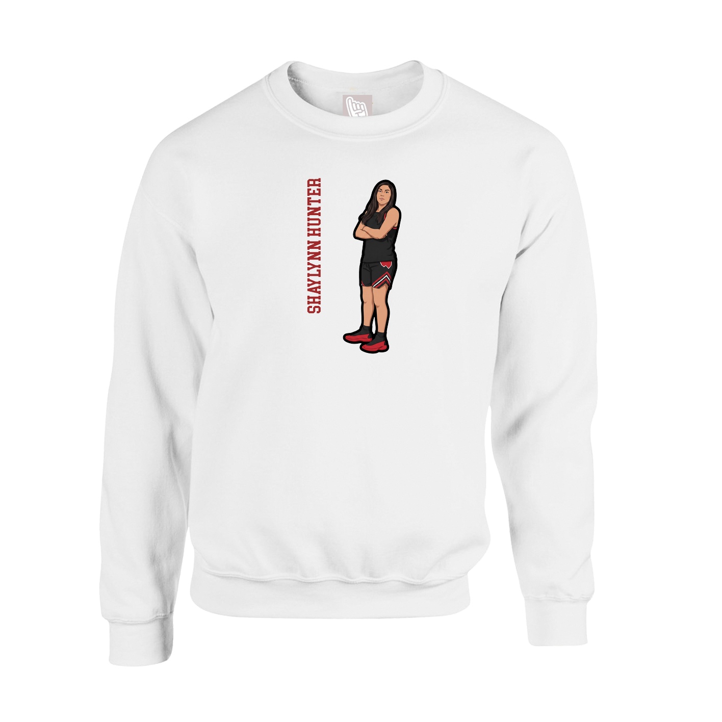 Fleece Crew — Name Vertical in White