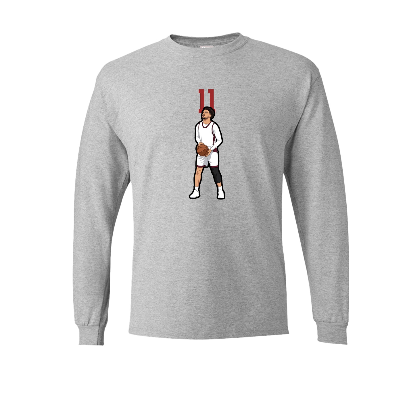 Long Sleeve Tee — Number Top in Grey