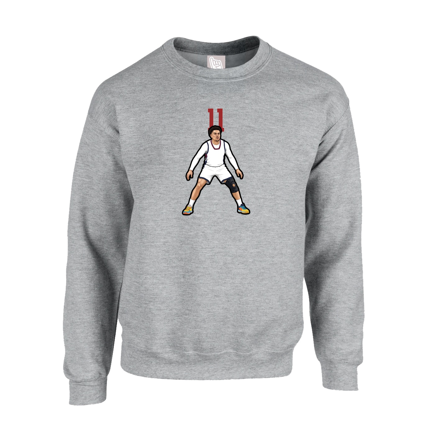 Fleece Crew — Number Top in Grey