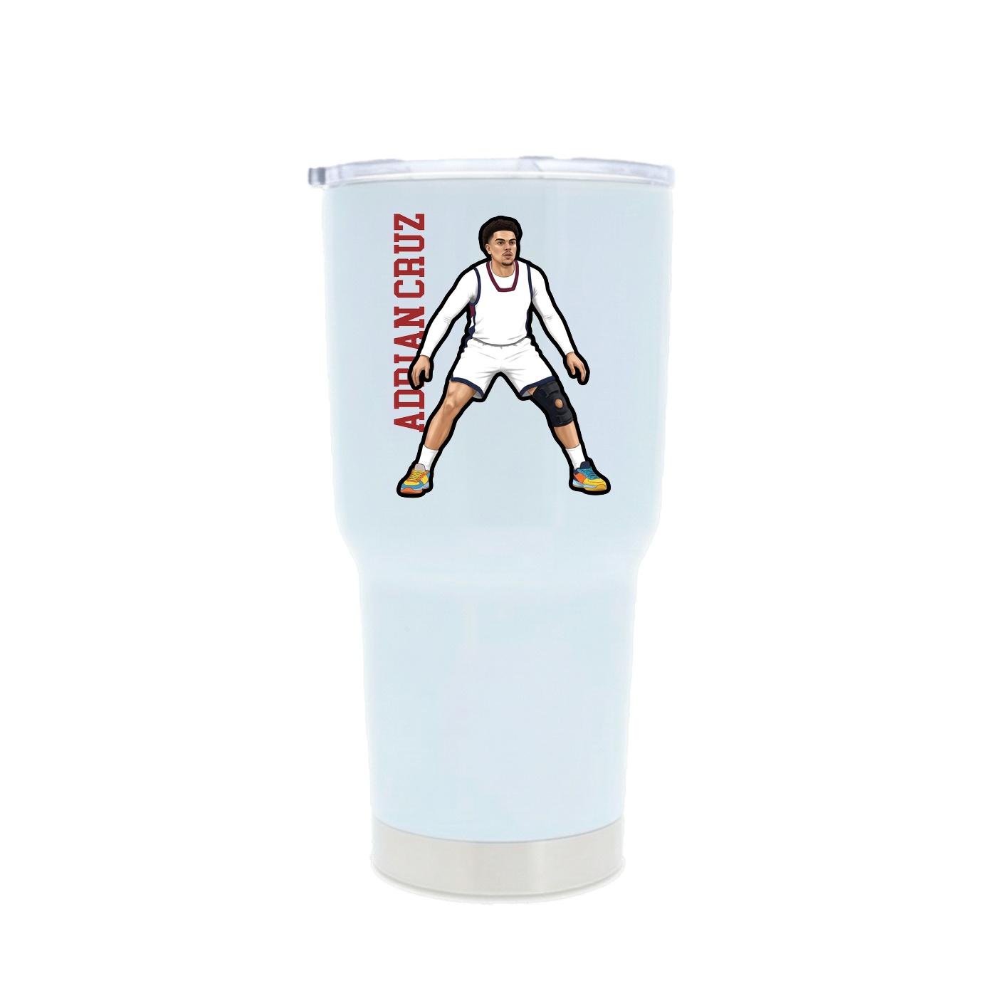 30oz Stainless Steel Tumbler — Name Vertical in White