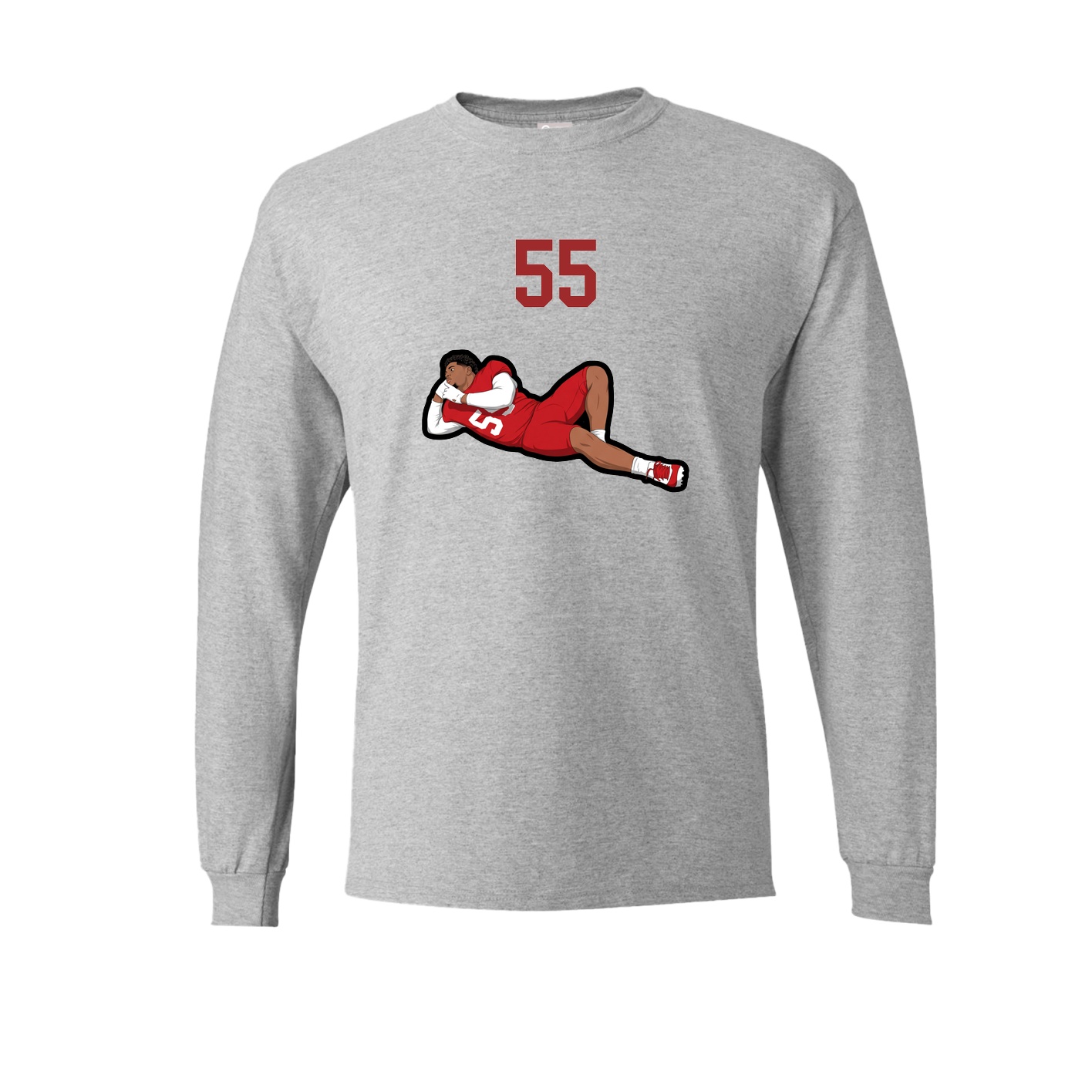 Long Sleeve Tee — Number Top in Grey