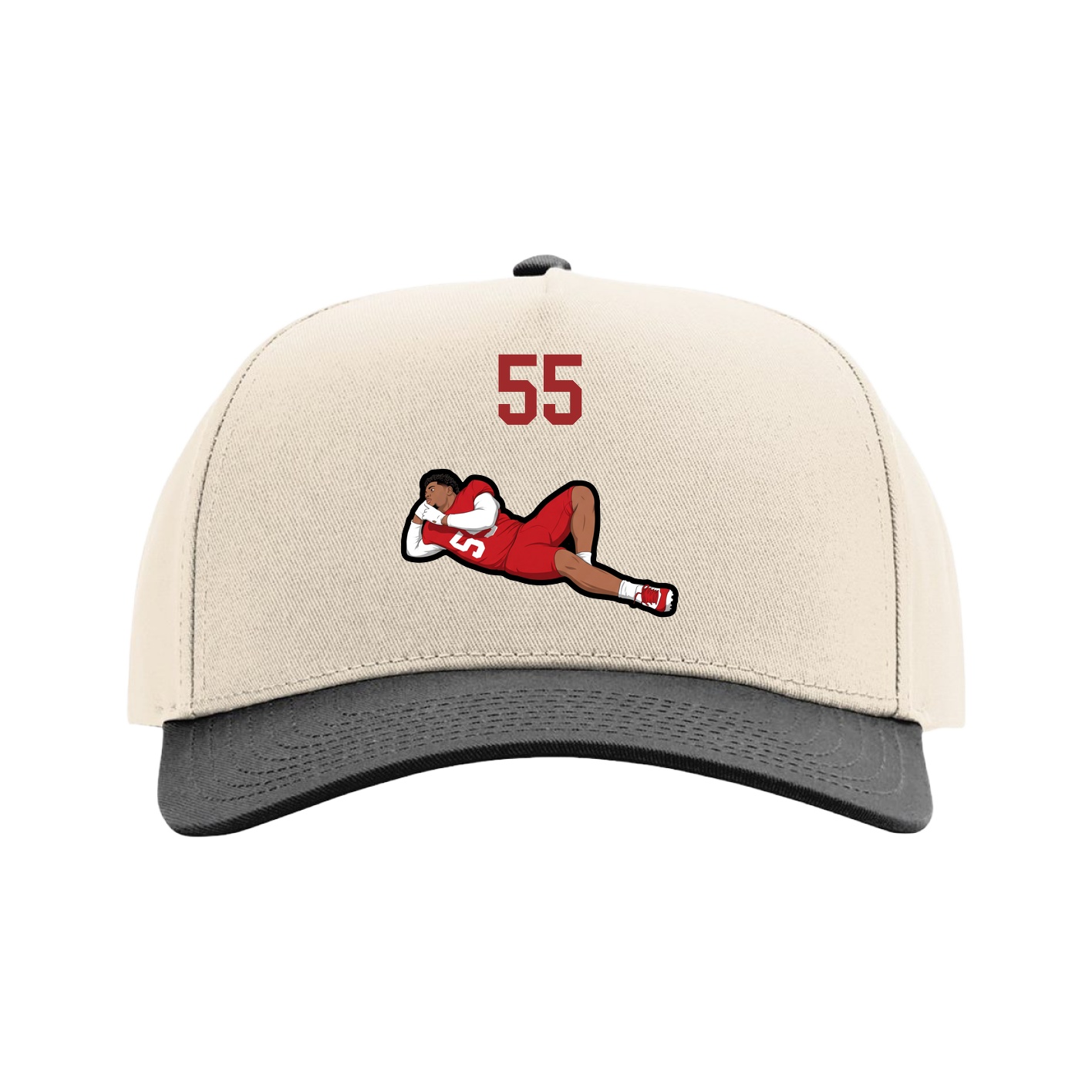 Full Fabric Five-Panel Champ Cap — Number Top in Cream/Black