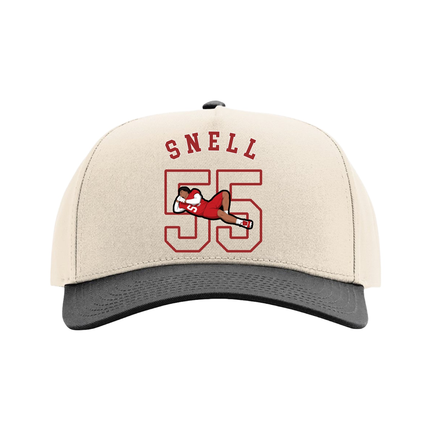 Full Fabric Five-Panel Champ Cap — Shirsey Arch in Cream/Black