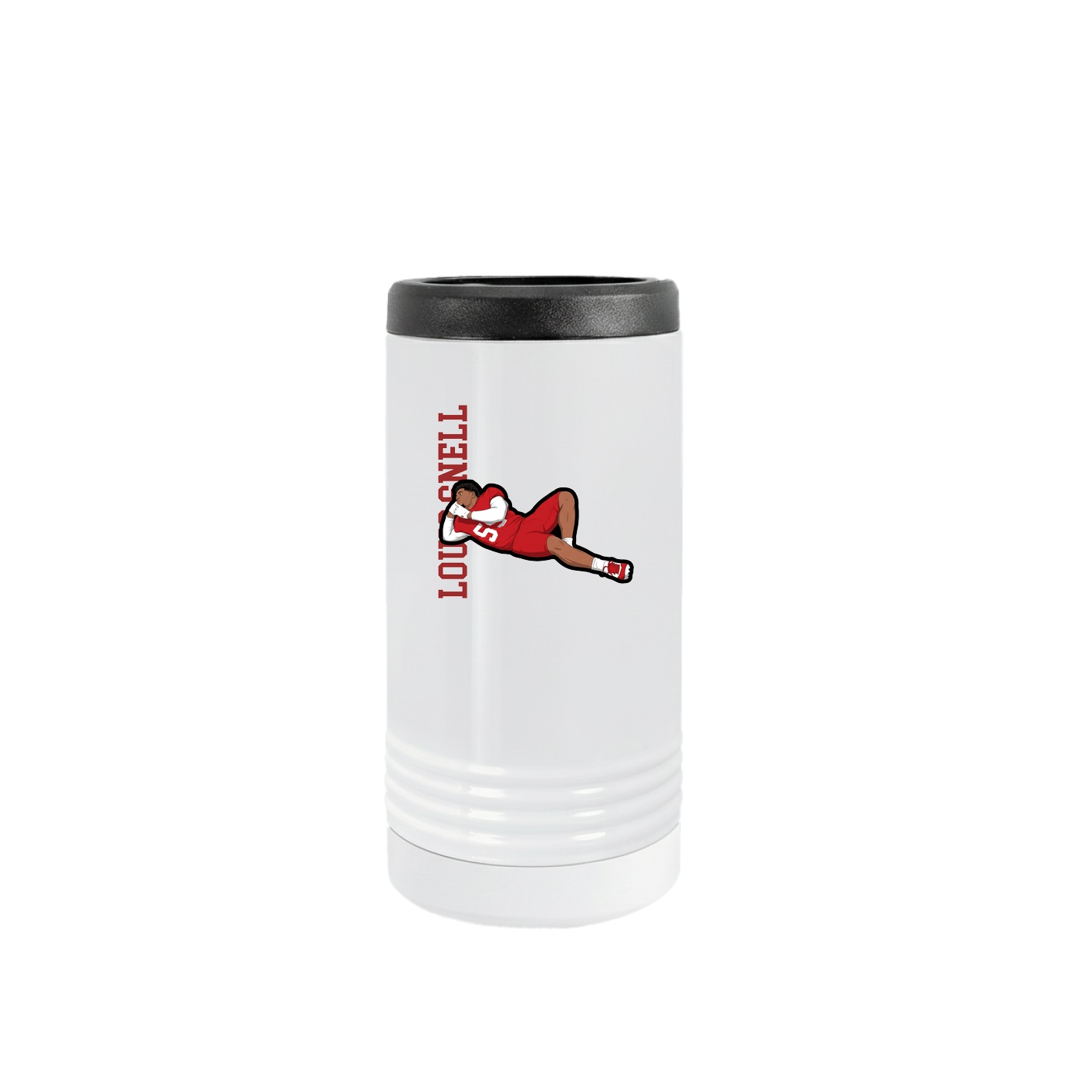 Slim Beverage Holder — Name Vertical in White