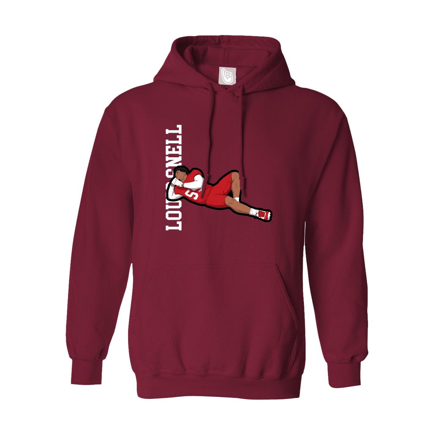 Hoodie — Name Vertical in Cardinal