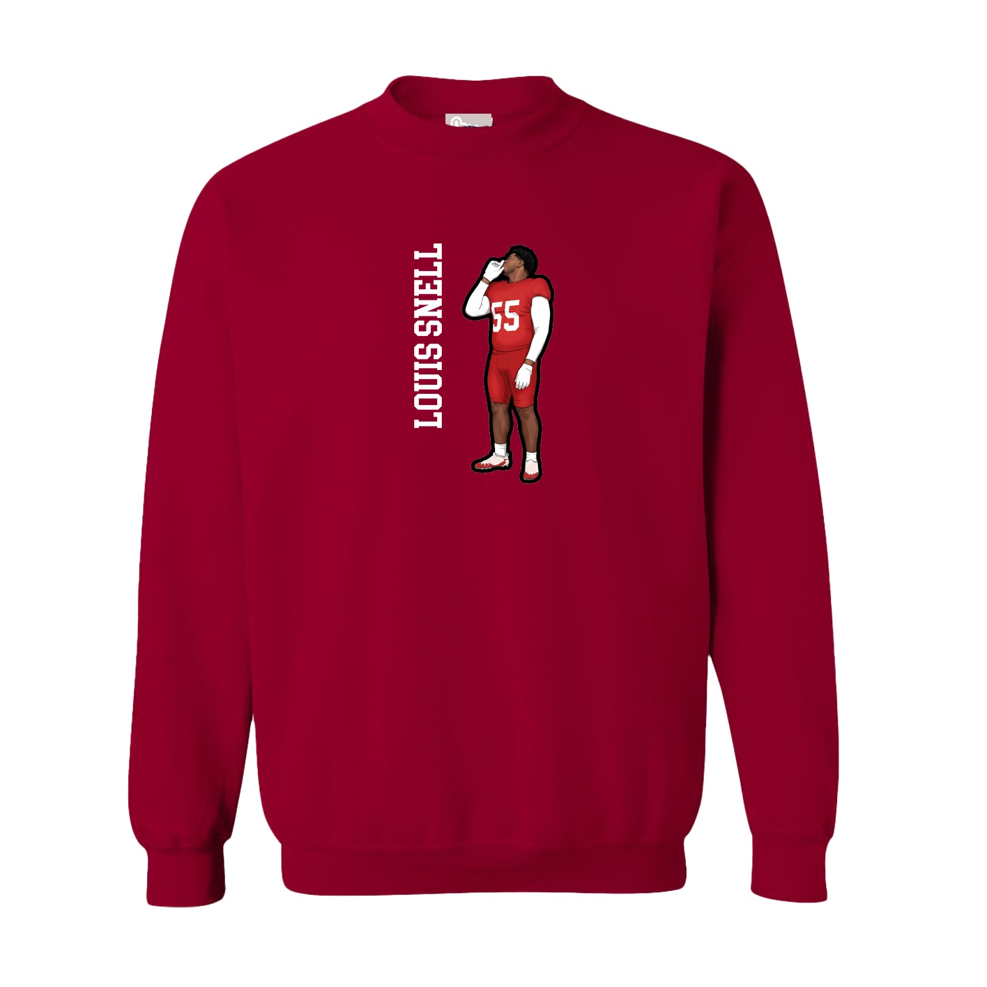 Fleece Crew — Name Vertical in Cardinal