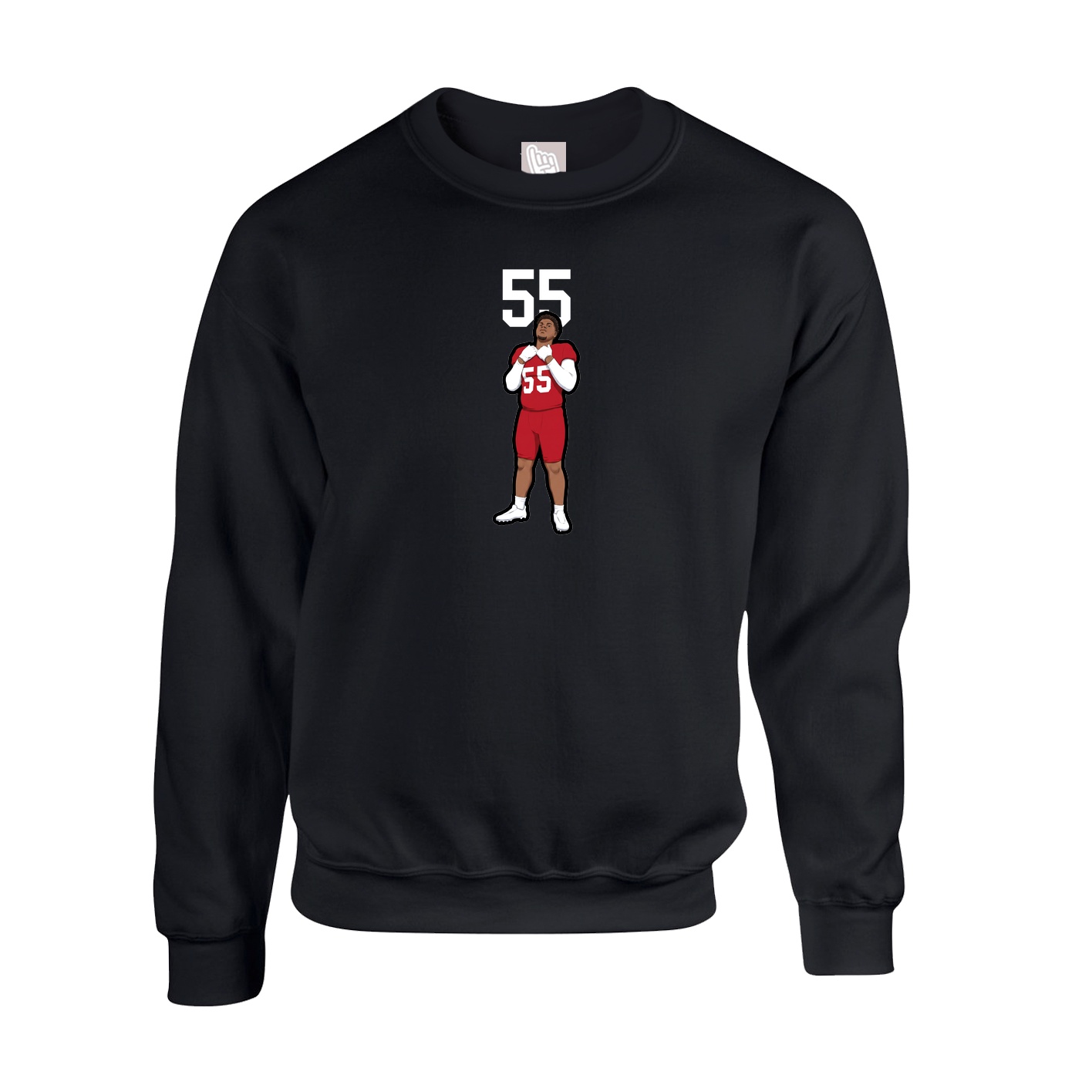 Fleece Crew — Number Top in Black