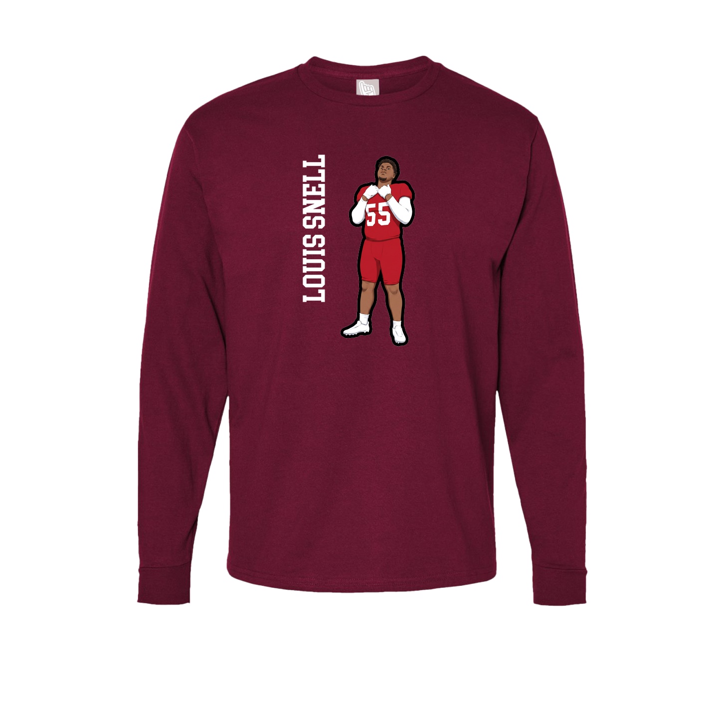 Long Sleeve Tee — Name Vertical in Cardinal