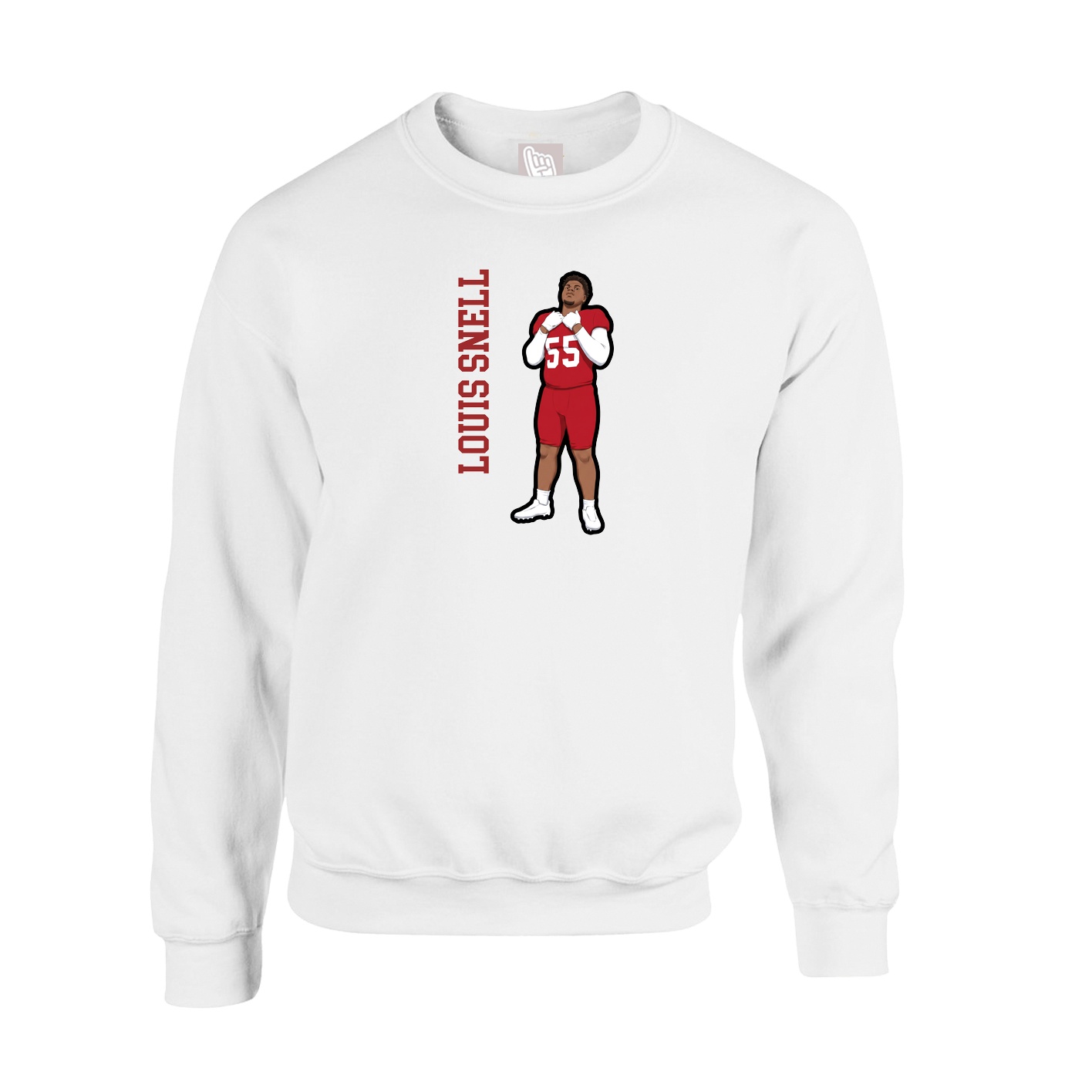Fleece Crew — Name Vertical in White
