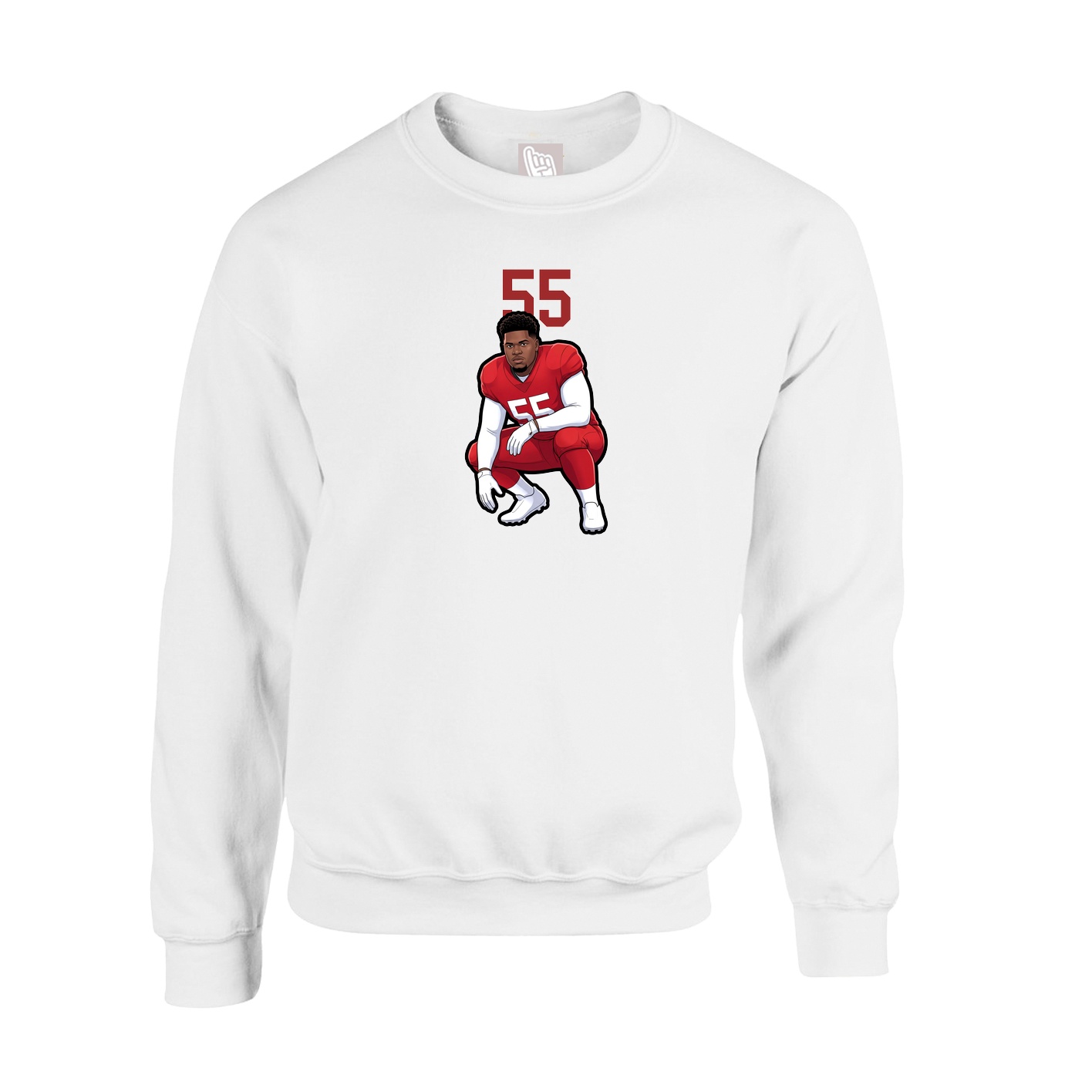 Fleece Crew — Number Top in White