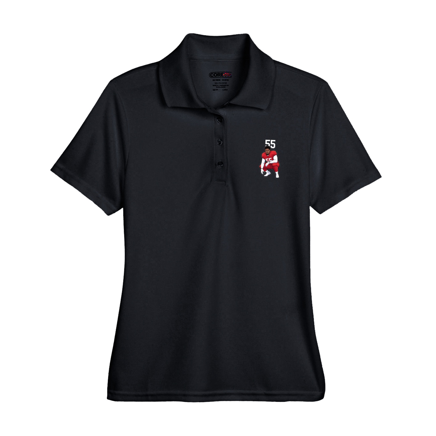 Womens Performance Polo — Number Top in Black