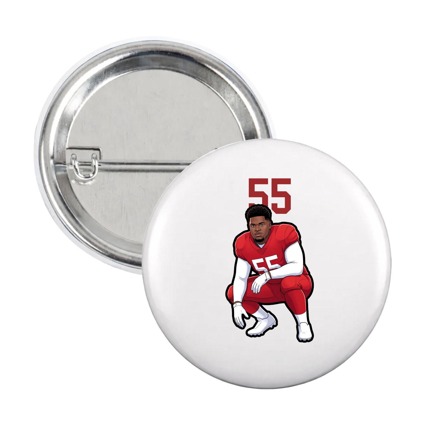 Game Day Button — Number Top in White