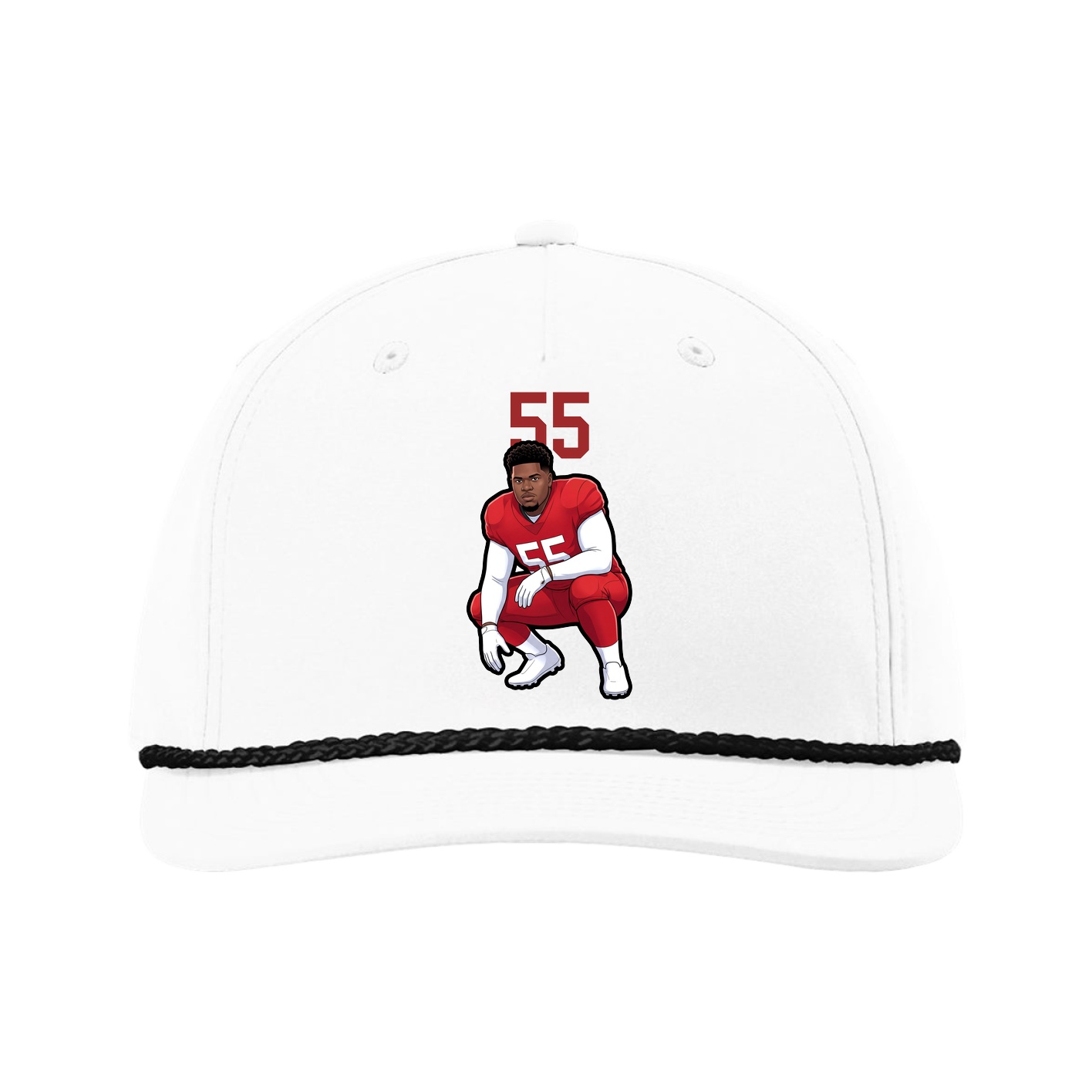 Five-Panel Classic Rope Cap — Number Top in White