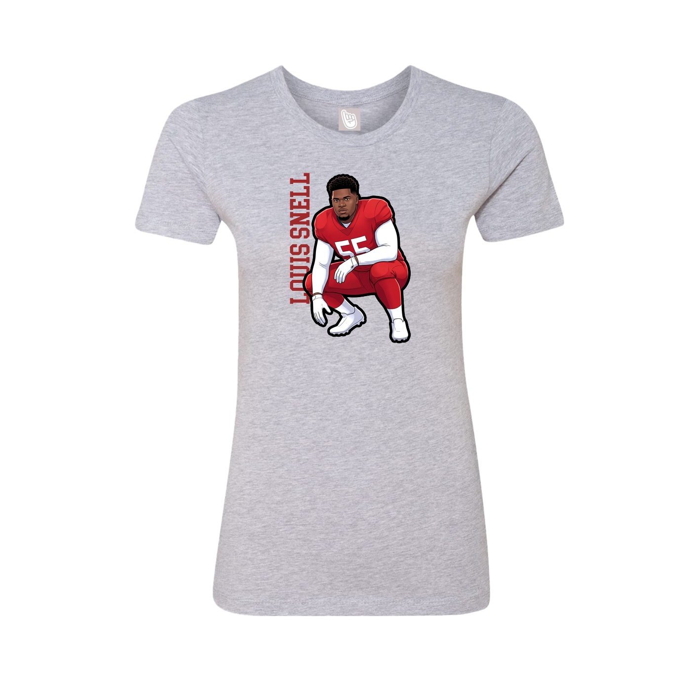 Fitted Women's Tee — Name Vertical in Grey
