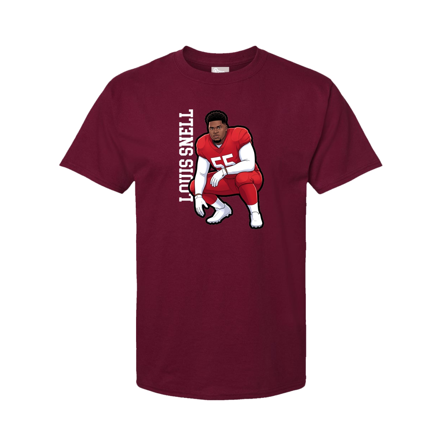 Youth Tee — Name Vertical in Cardinal