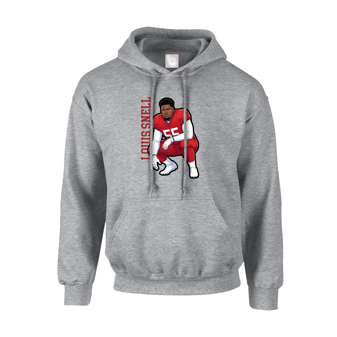 Youth Hoodie — Name Vertical in Grey