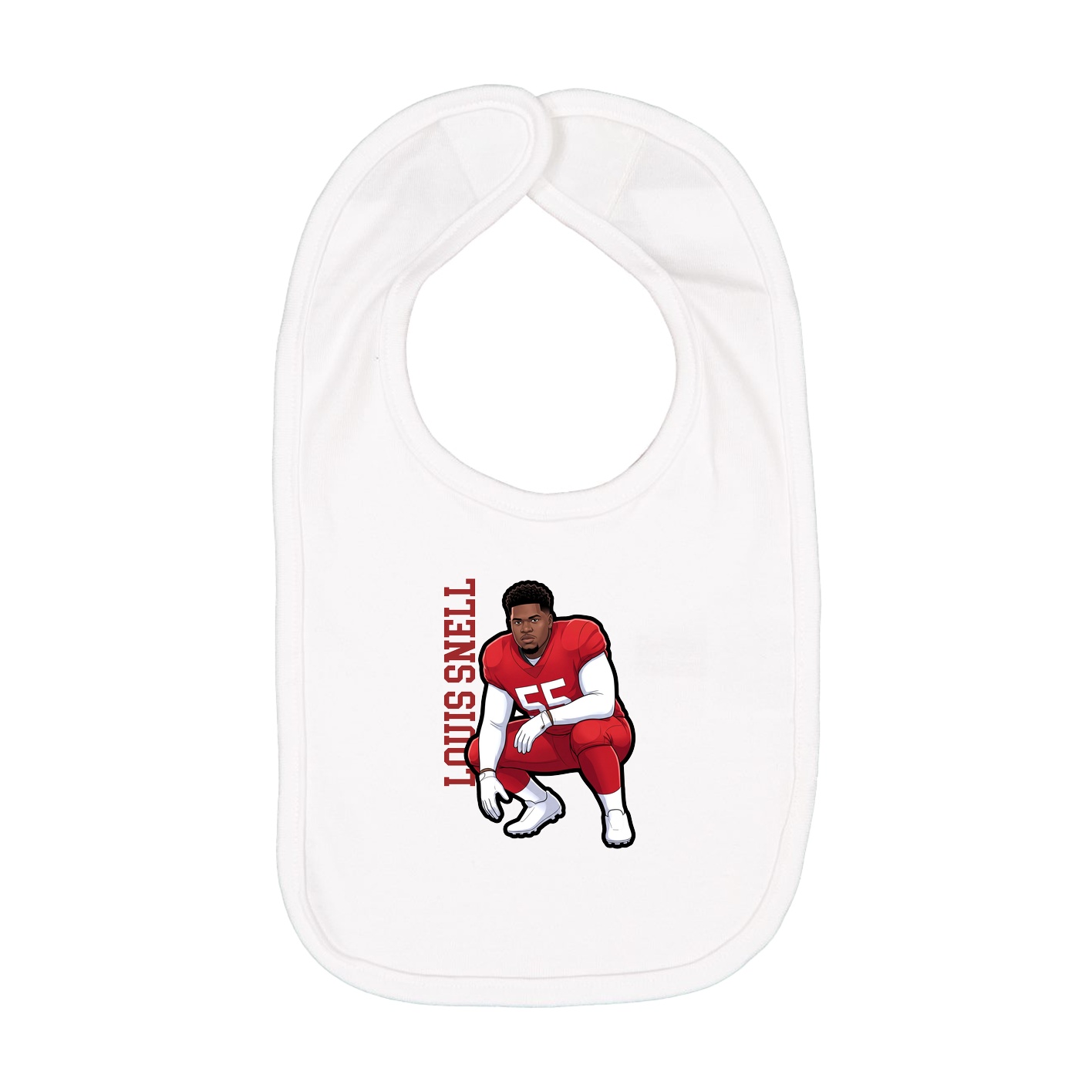 Infant Bib — Name Vertical in White