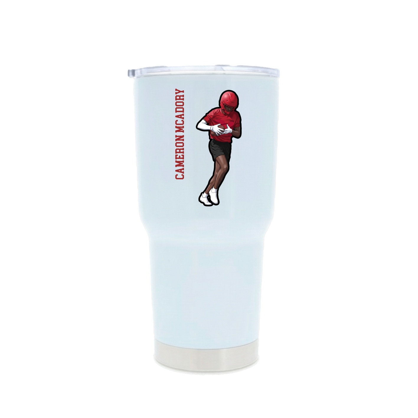 30oz Stainless Steel Tumbler — Name Vertical in White