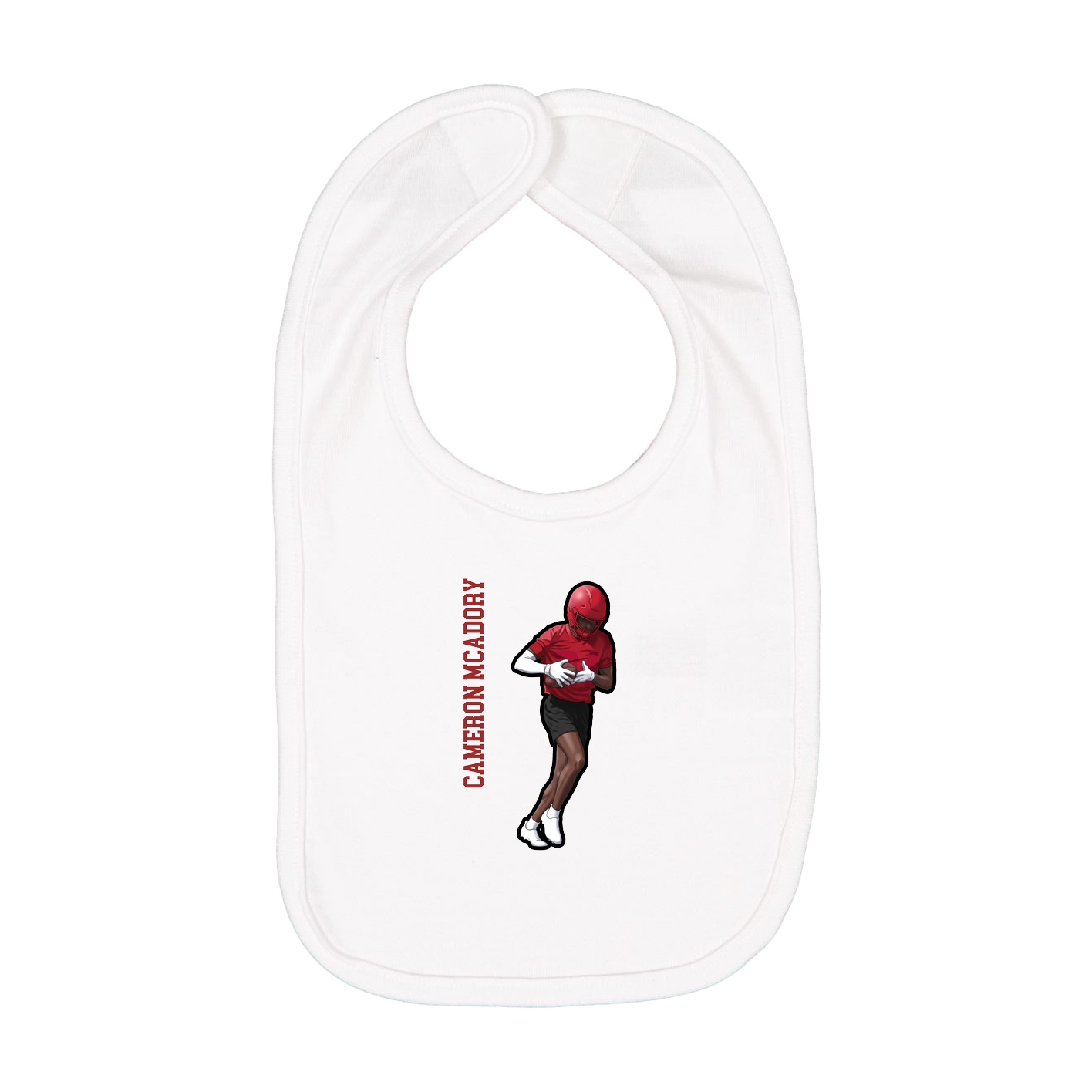 Infant Bib — Name Vertical in White