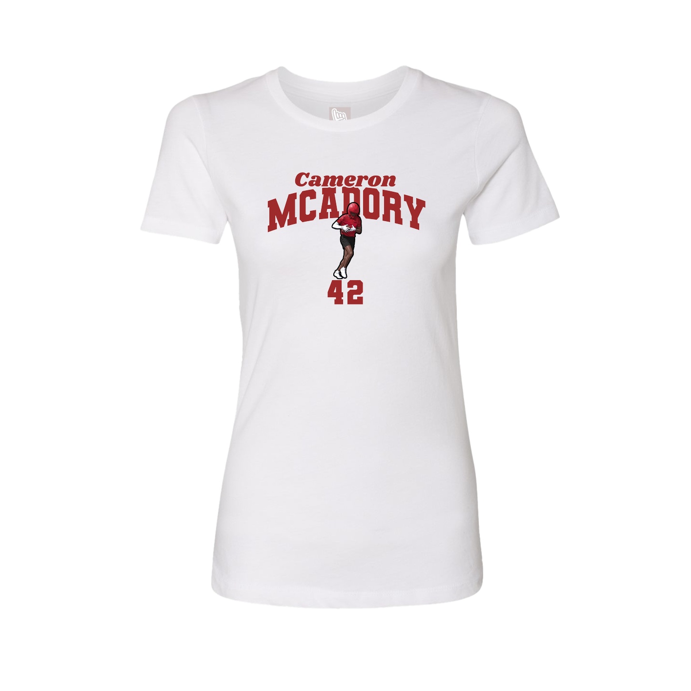 Fitted Women's Tee — Signature Arch in White