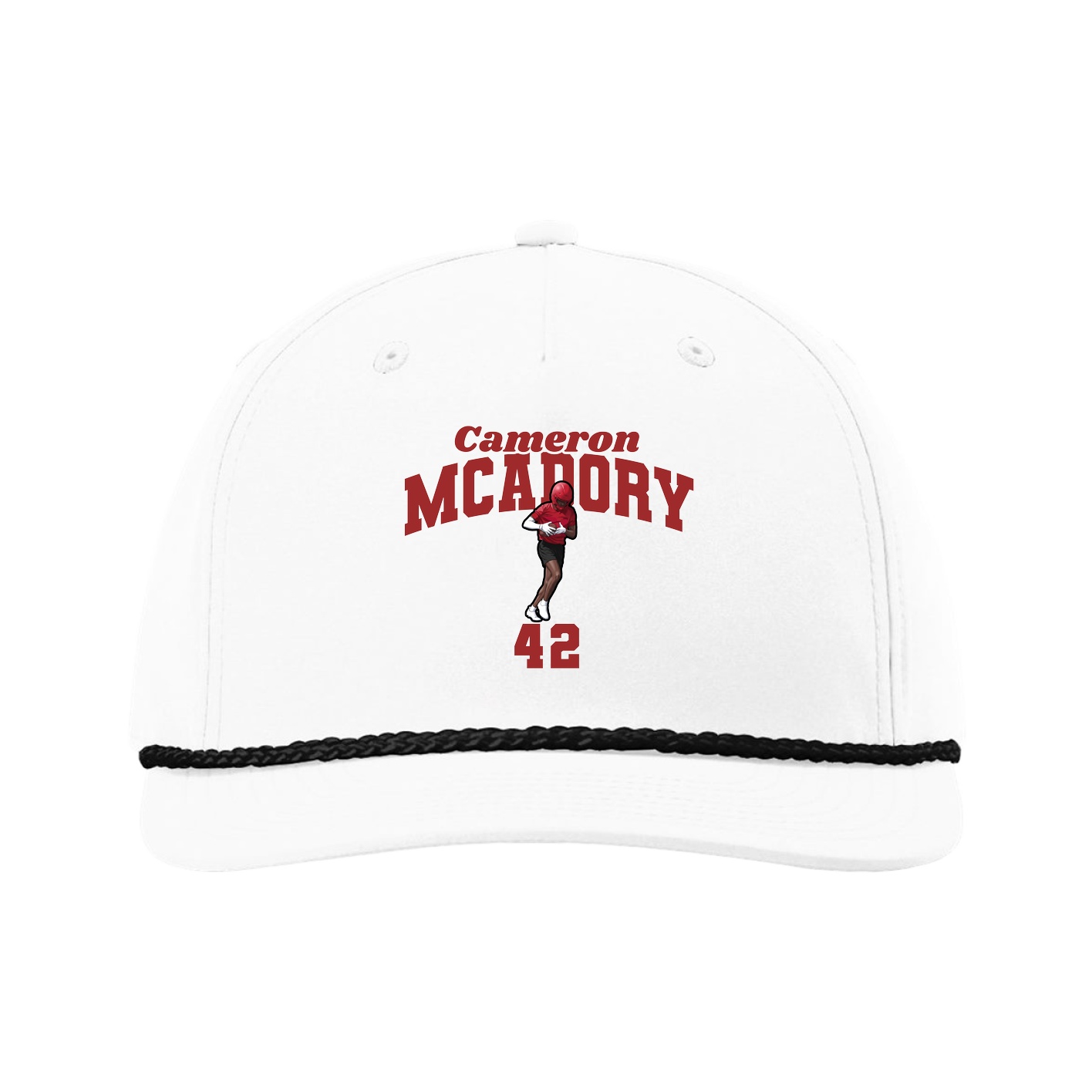 Five-Panel Classic Rope Cap — Signature Arch in White