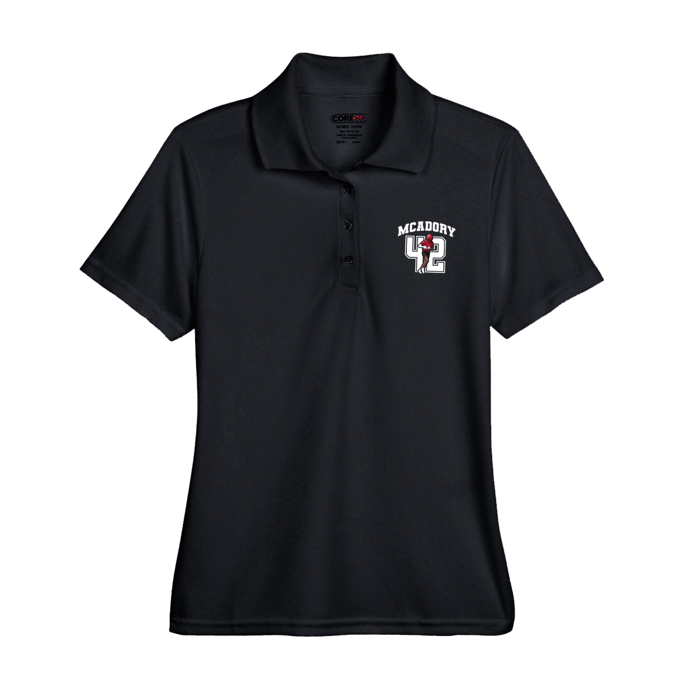 Womens Performance Polo — Number in Black