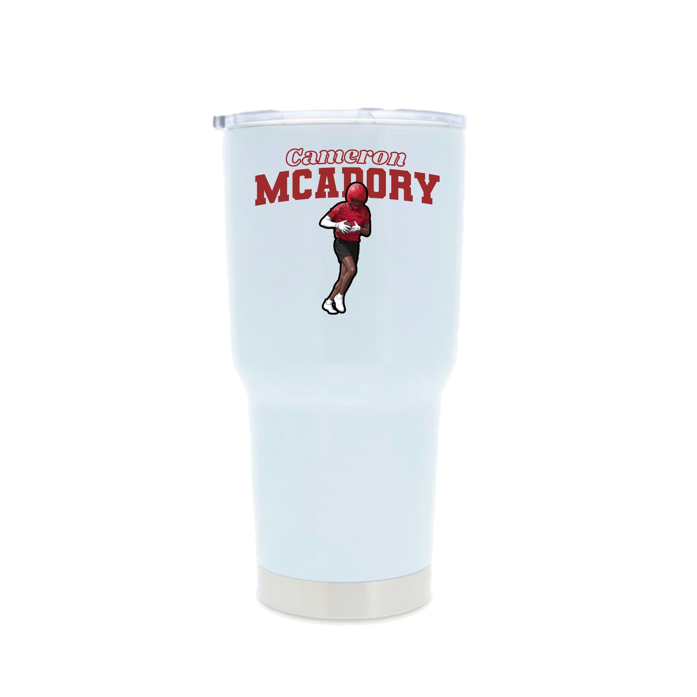 30oz Stainless Steel Tumbler — Name Arch in White