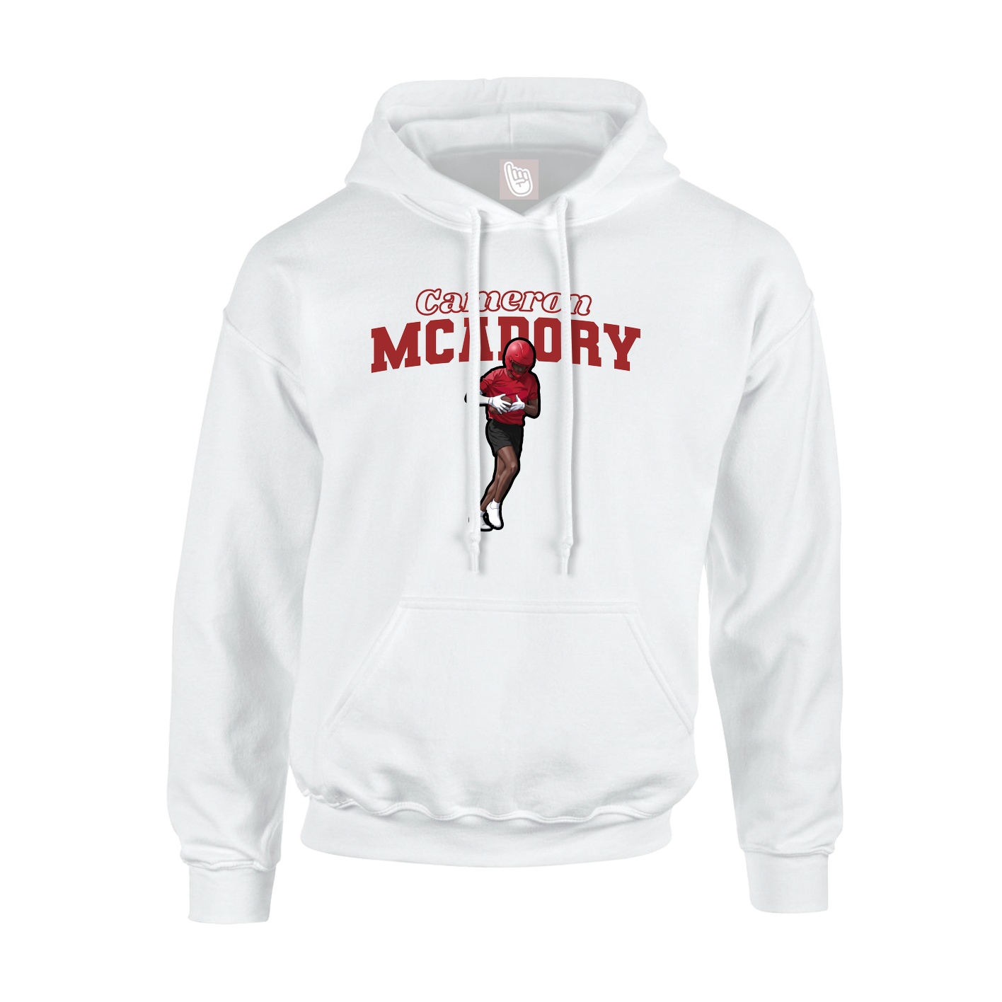 Youth Hoodie — Name Arch in White
