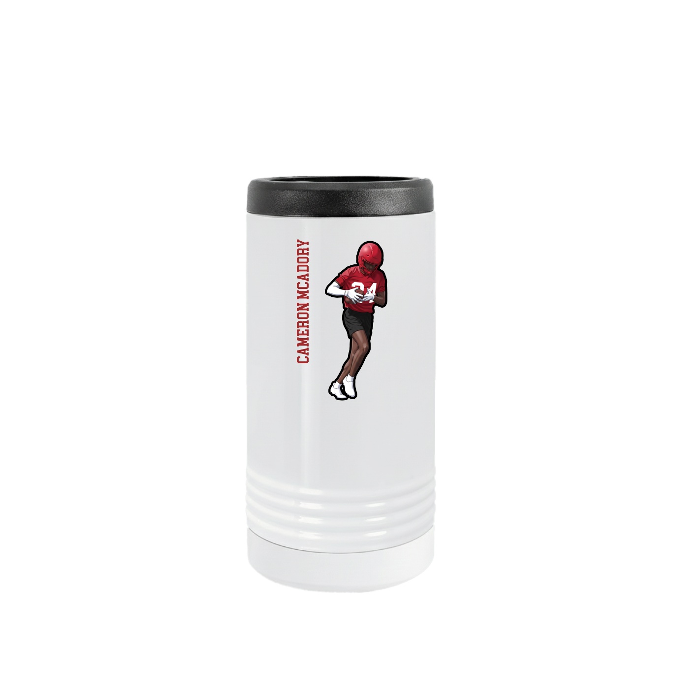 Slim Beverage Holder — Name Vertical in White