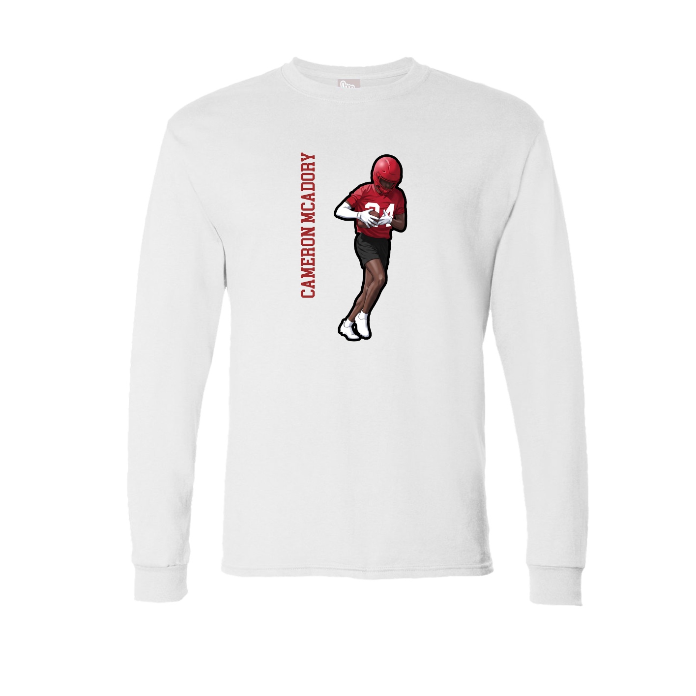Long Sleeve Tee — Name Vertical in White