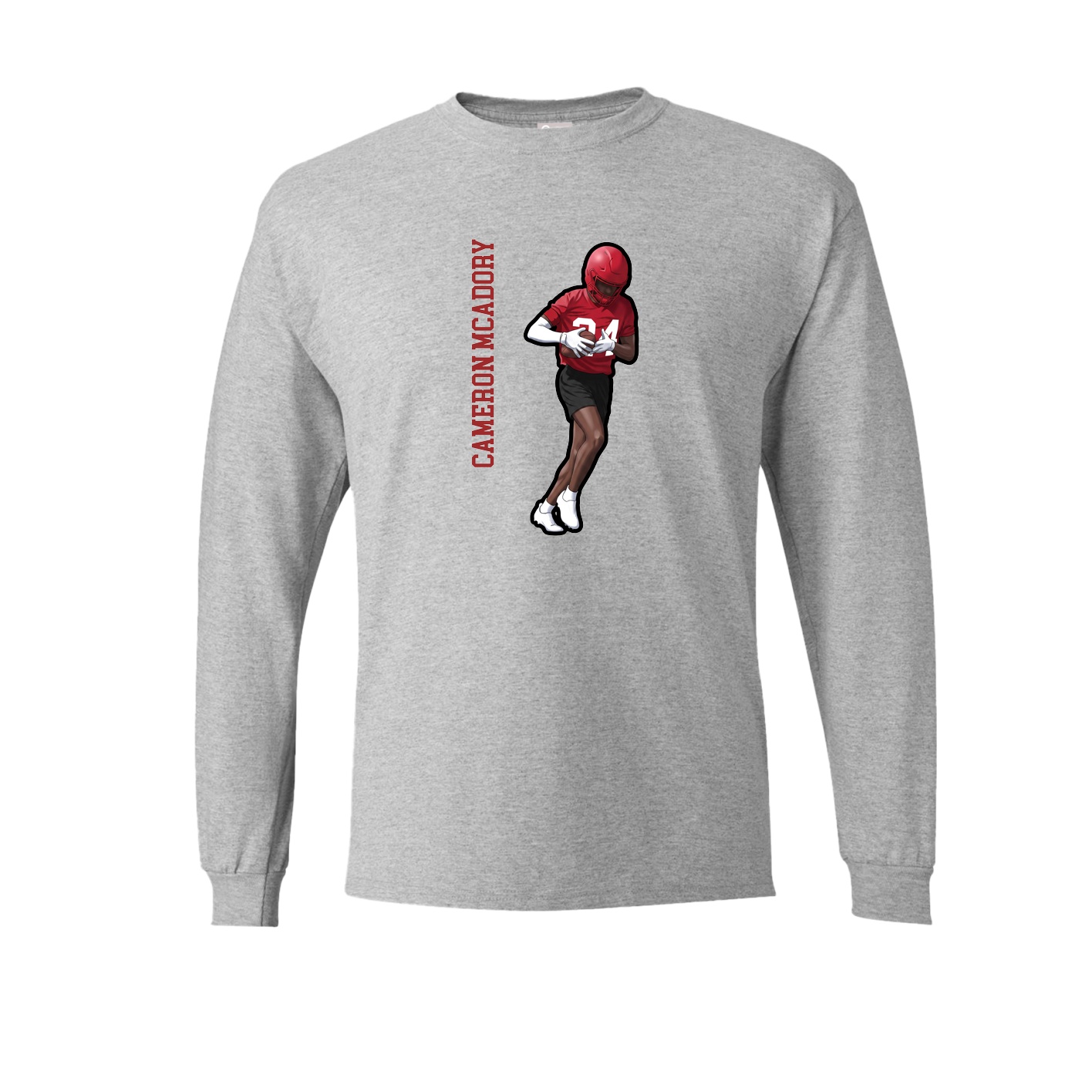 Long Sleeve Tee — Name Vertical in Grey