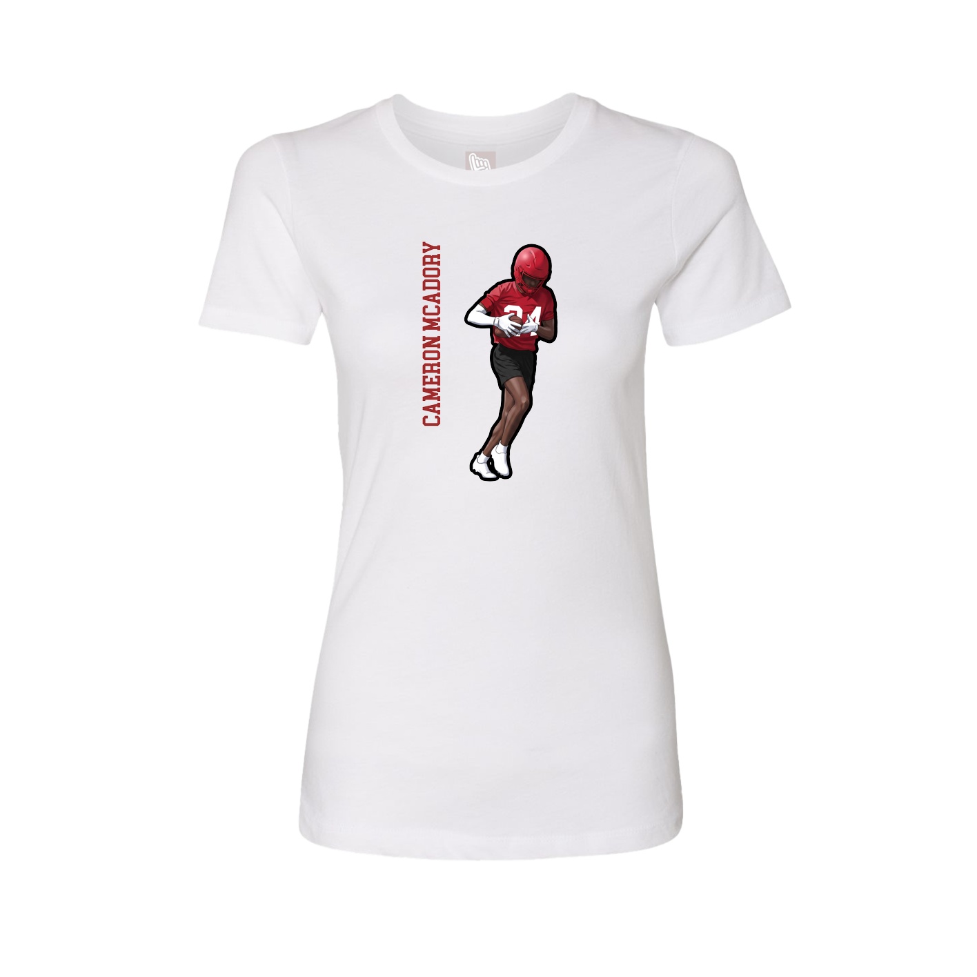 Womens Tee — Name Vertical in White