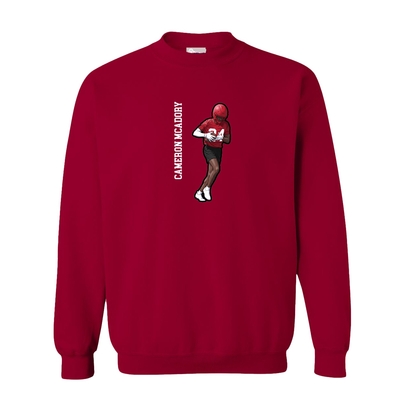 Fleece Crew — Name Vertical in Cardinal