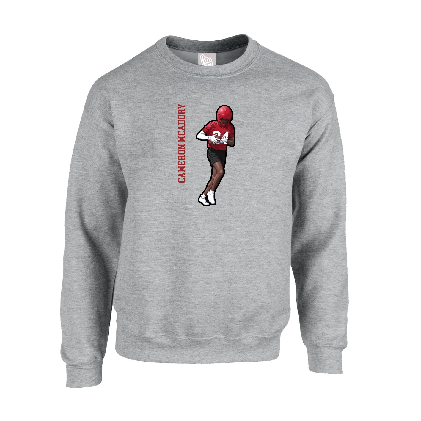 Fleece Crew — Name Vertical in Grey