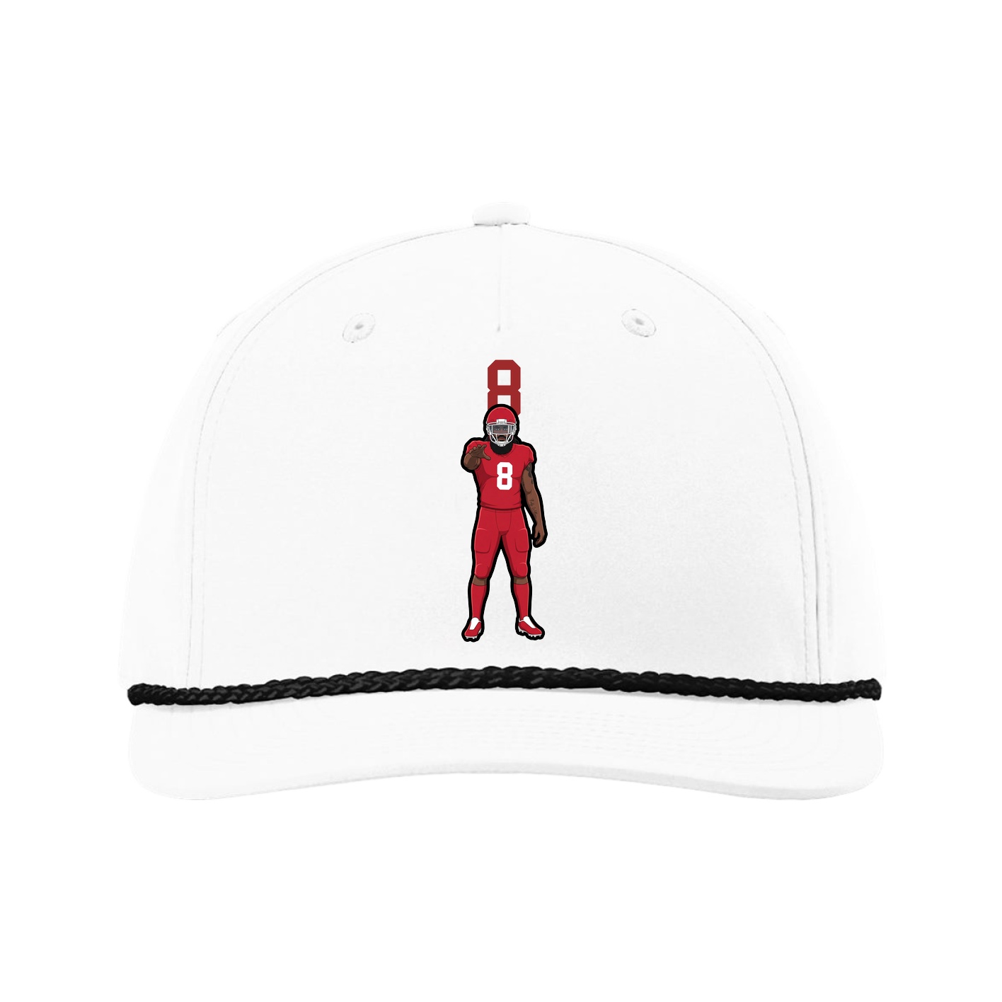 Five-Panel Classic Rope Cap — Number Top in White