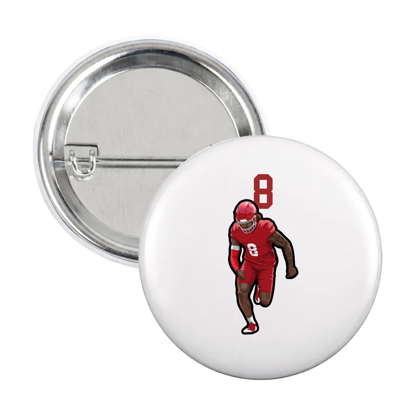 Game Day Button — Number Top in White