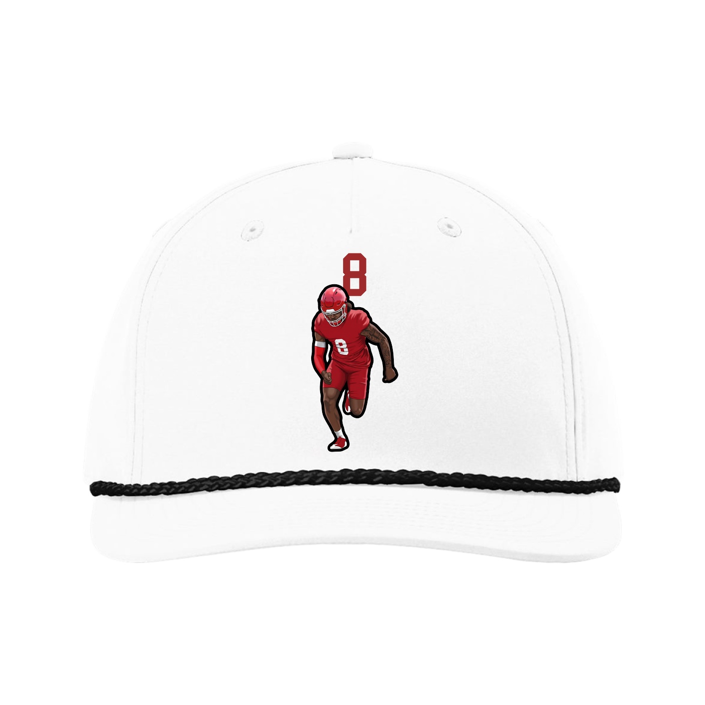 Five-Panel Classic Rope Cap — Number Top in White