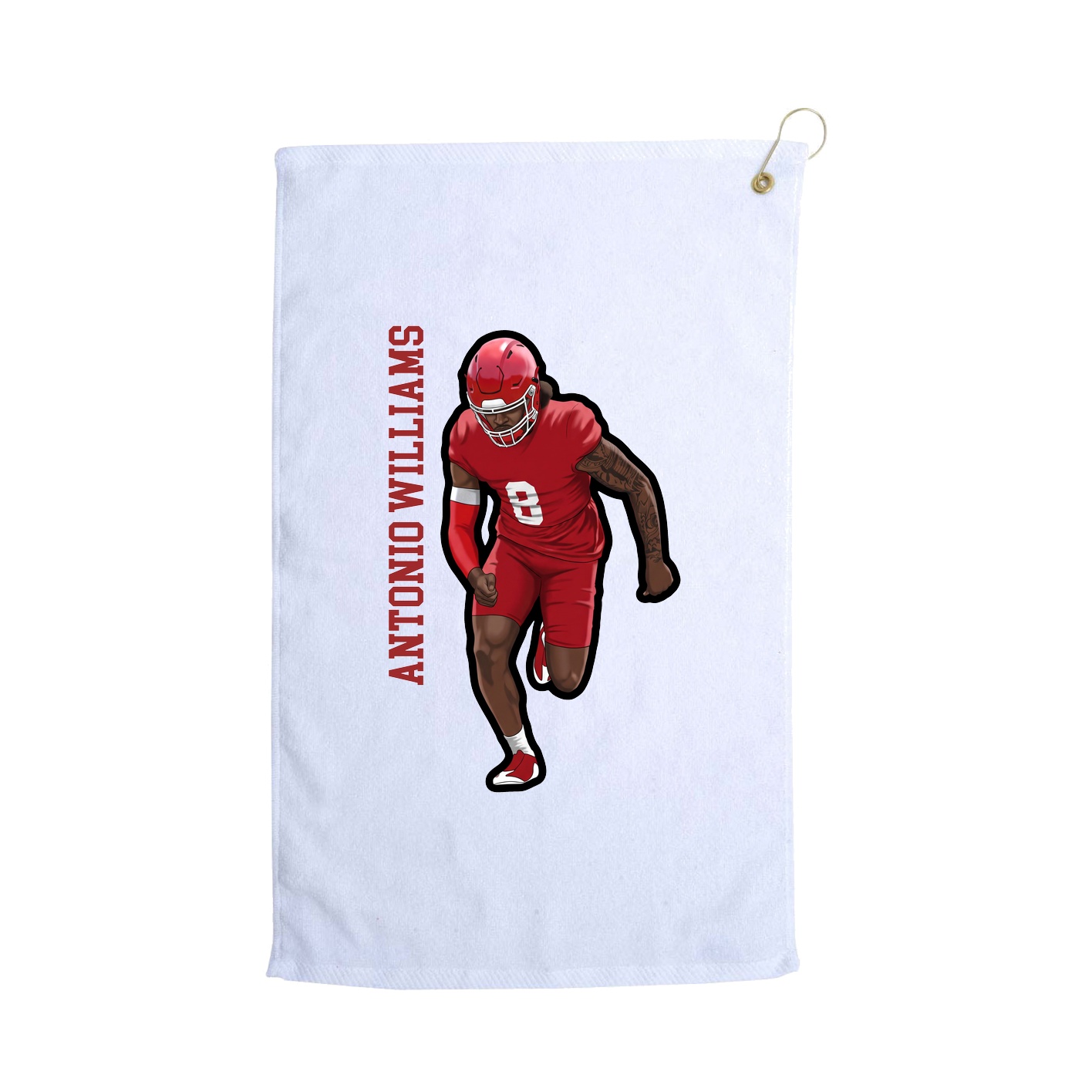 Golf Towel — Name Vertical in White