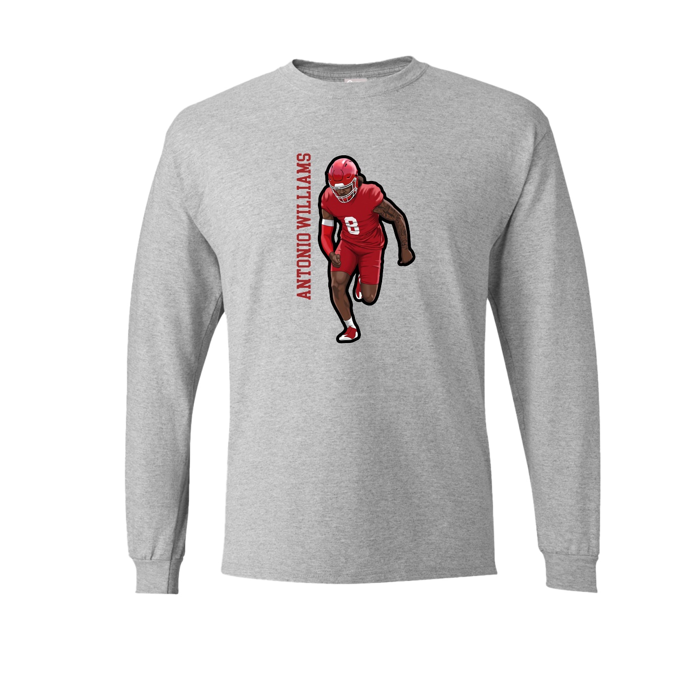Long Sleeve Tee — Name Vertical in Grey
