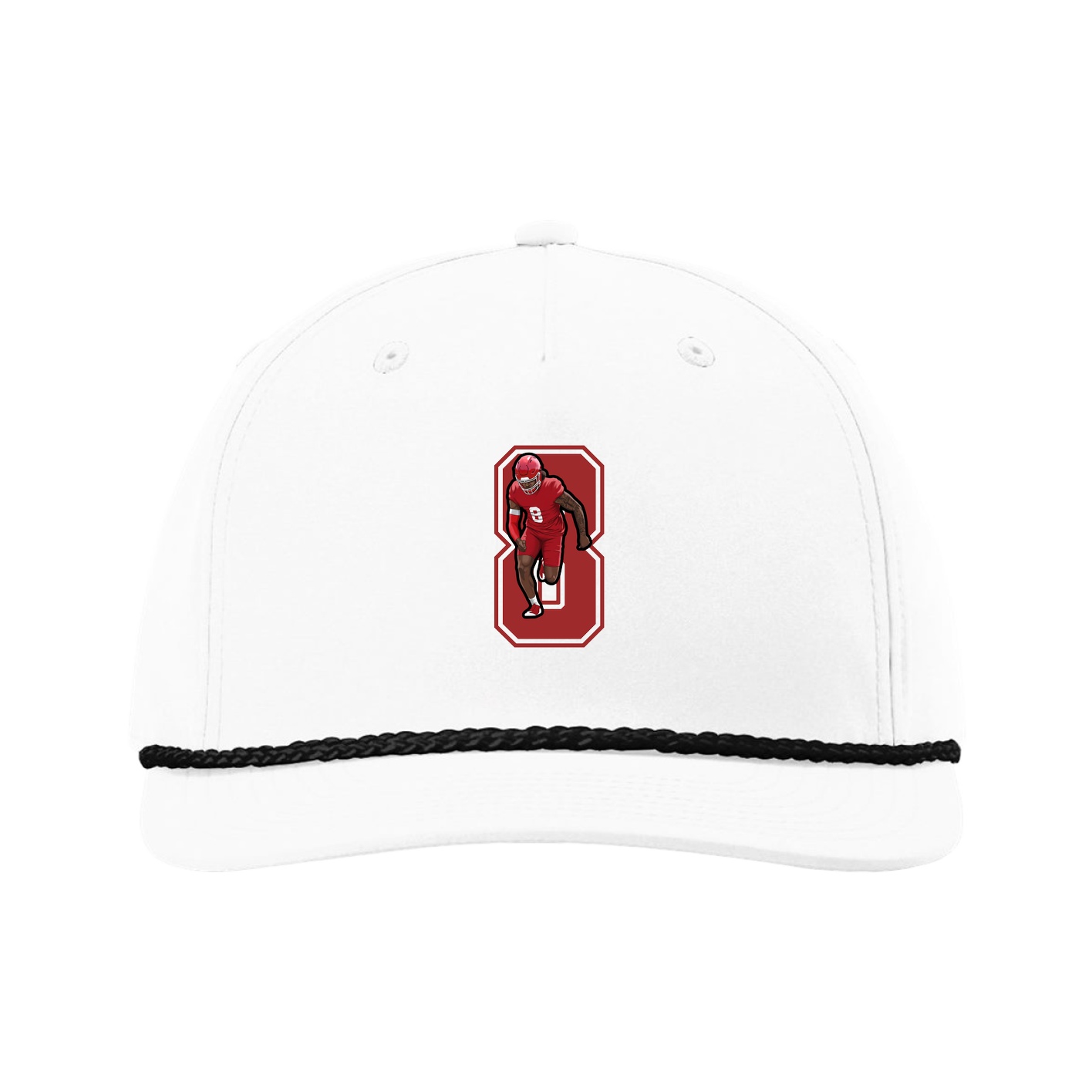 Five-Panel Classic Rope Cap — Number in White