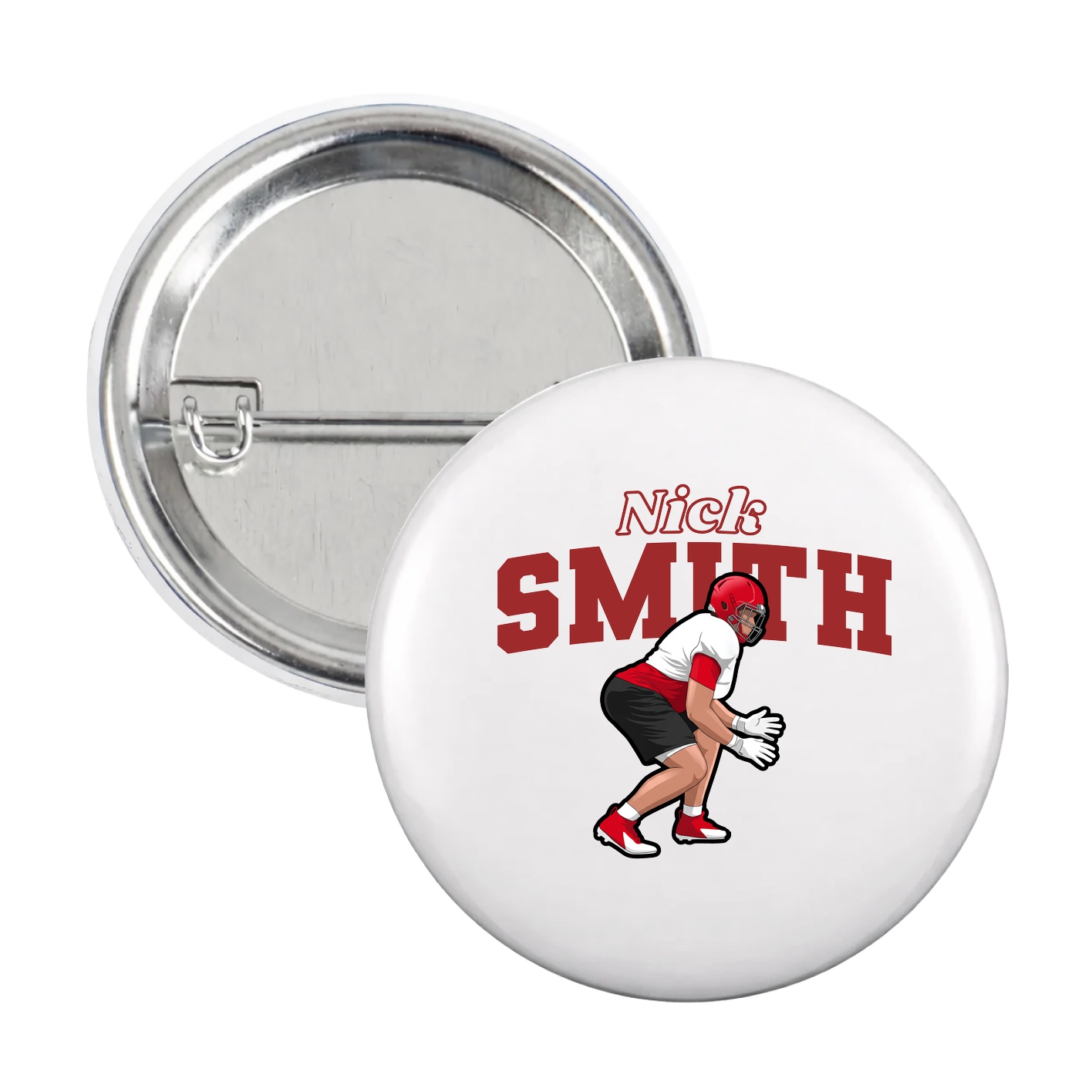 Game Day Button — Name Arch in White