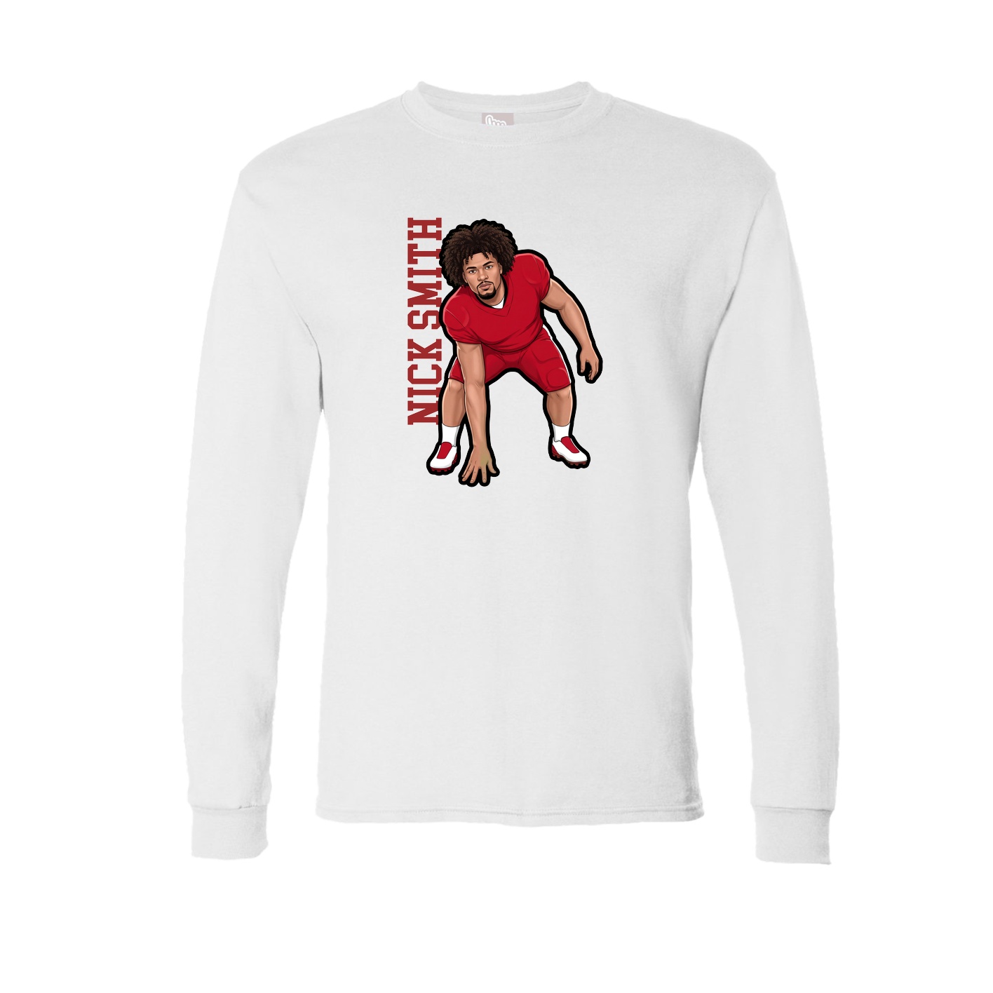 Long Sleeve Tee — Name Vertical in White