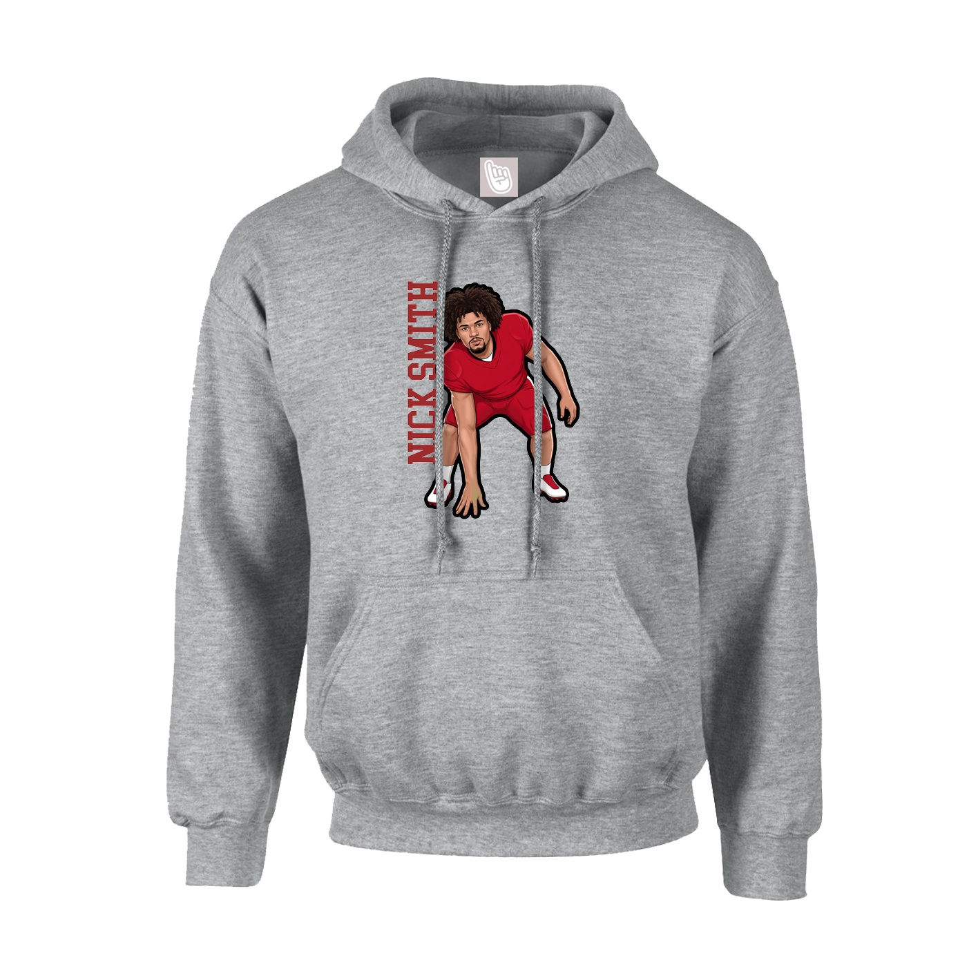 Youth Hoodie — Name Vertical in Grey